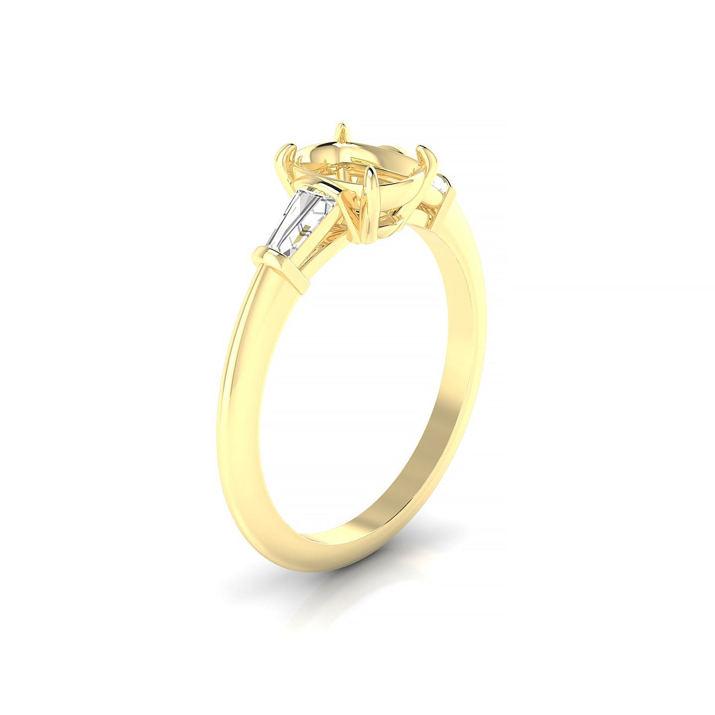 Everlasting Cushion 1-1.99 ct | 18k Yellow Gold Side Stones Ring