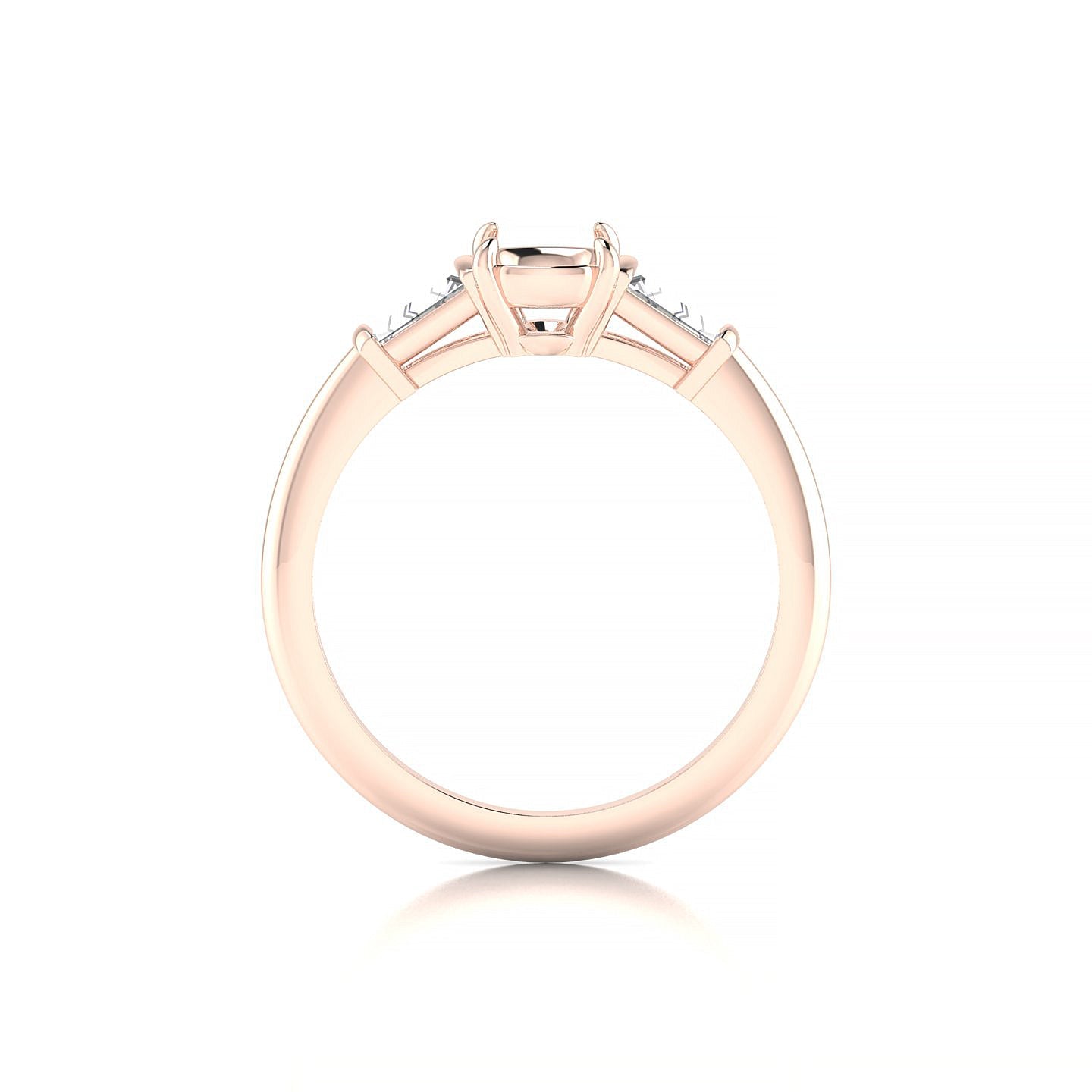 Everlasting Cushion 1-1.99 ct | 18k Rose Gold Side Stones Ring