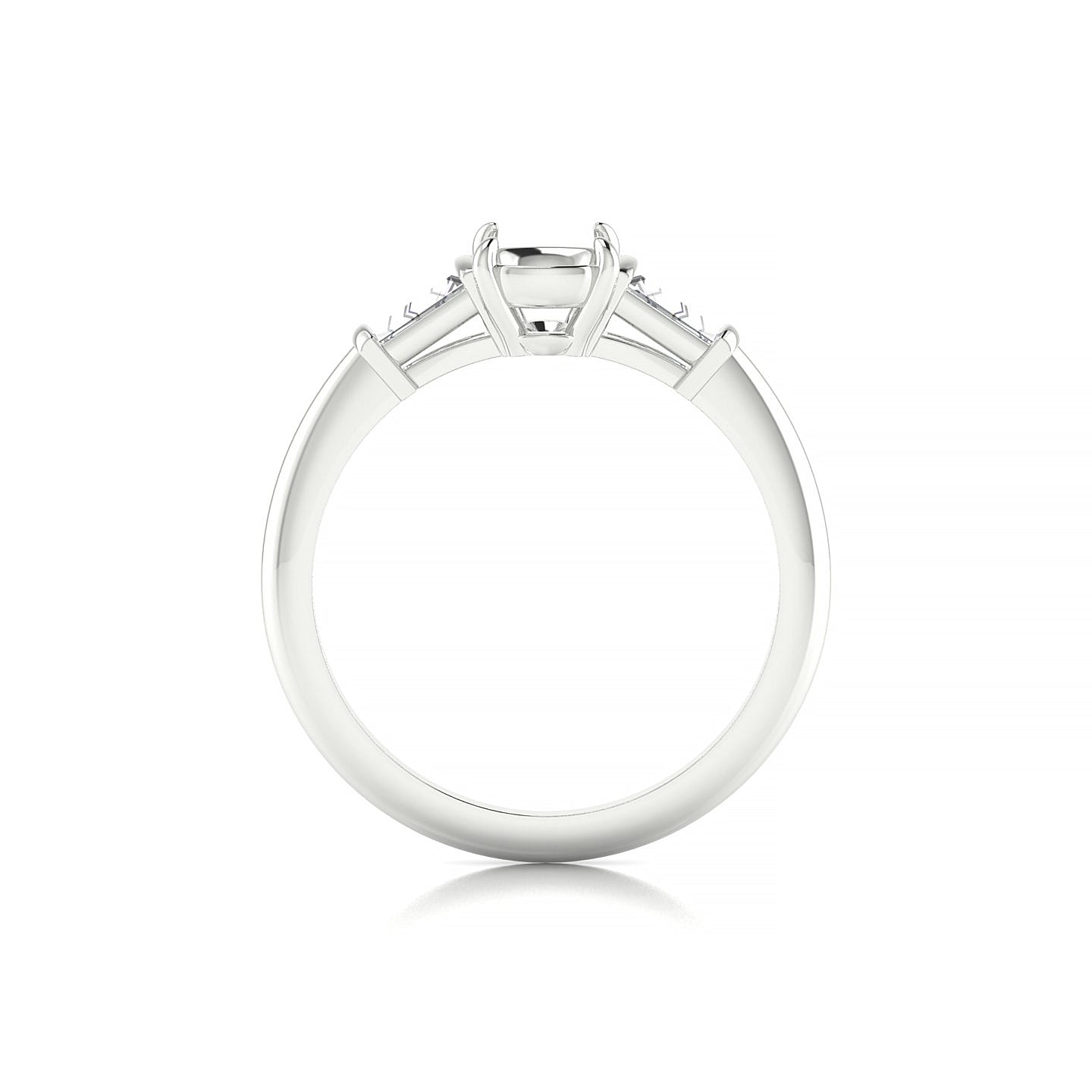 Everlasting Cushion 1-1.99 ct | 18k White Gold Side Stones Ring