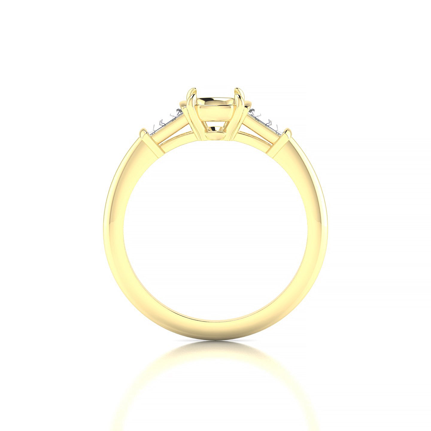Everlasting Cushion 1-1.99 ct | 18k Yellow Gold Side Stones Ring