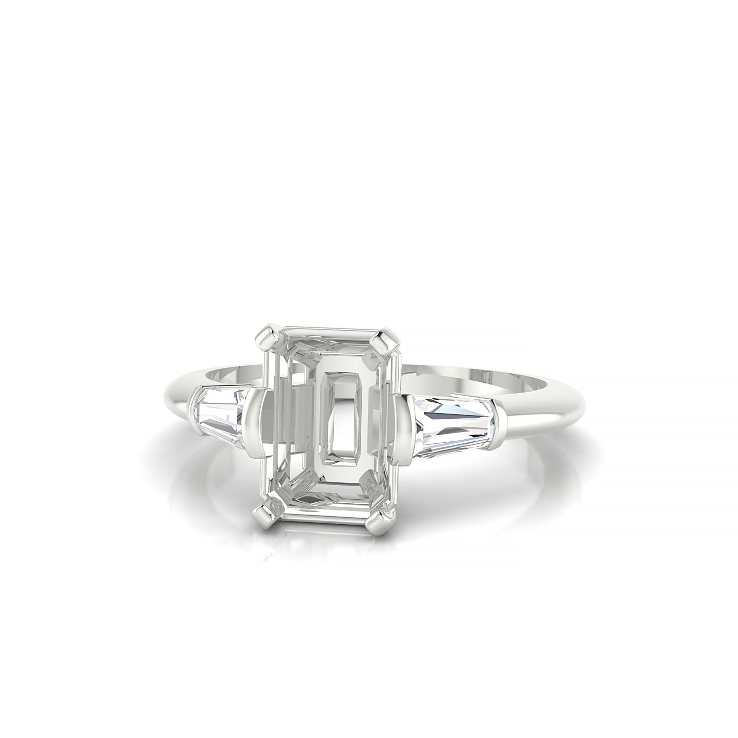 Everlasting Emerald 2-2.99 ct | 18k White Gold Side Stones Ring