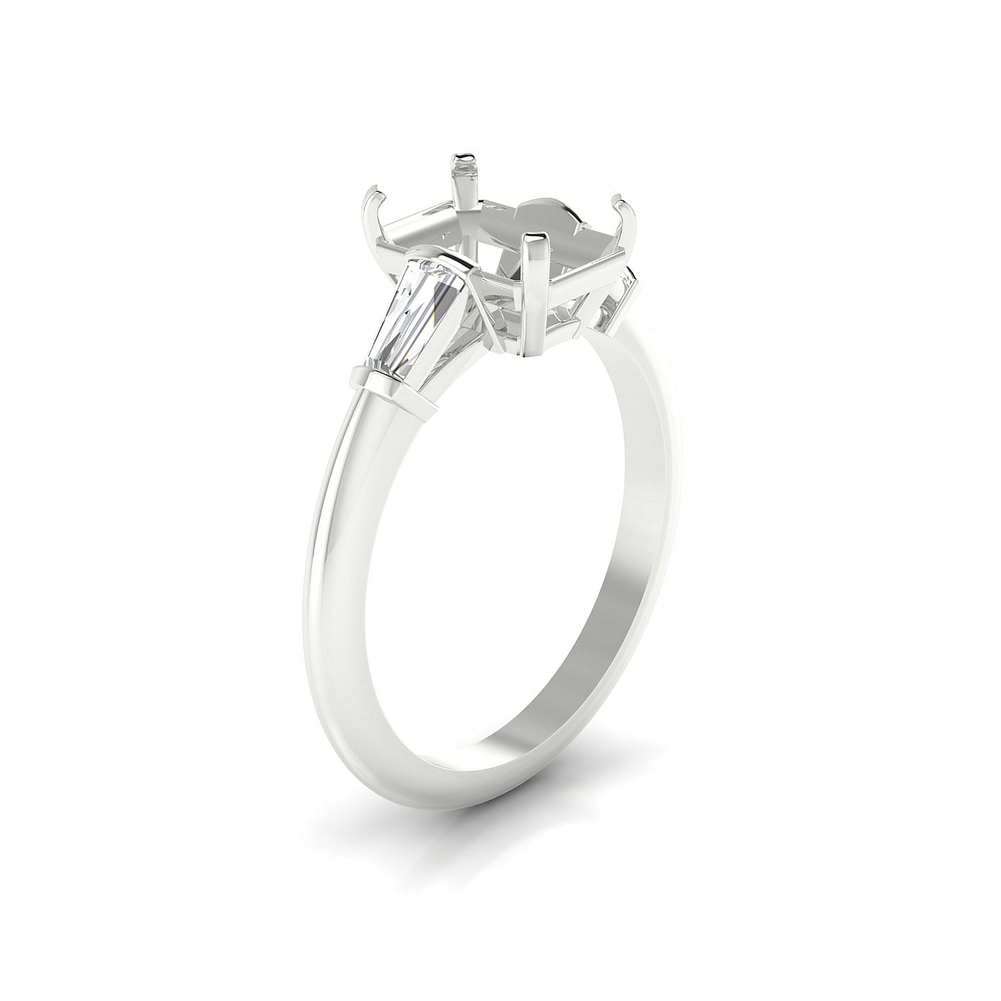 Everlasting Emerald 2-2.99 ct | 18k White Gold Side Stones Ring