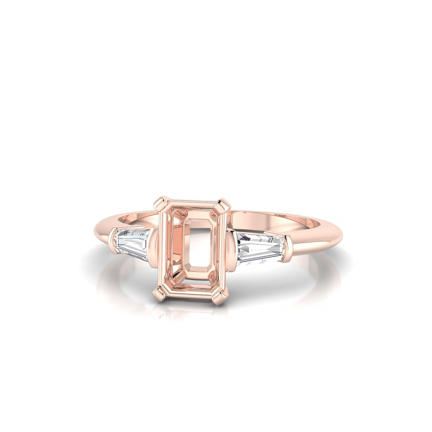 Everlasting Emerald 1-1.99 ct | 18k Rose Gold Side Stones Ring