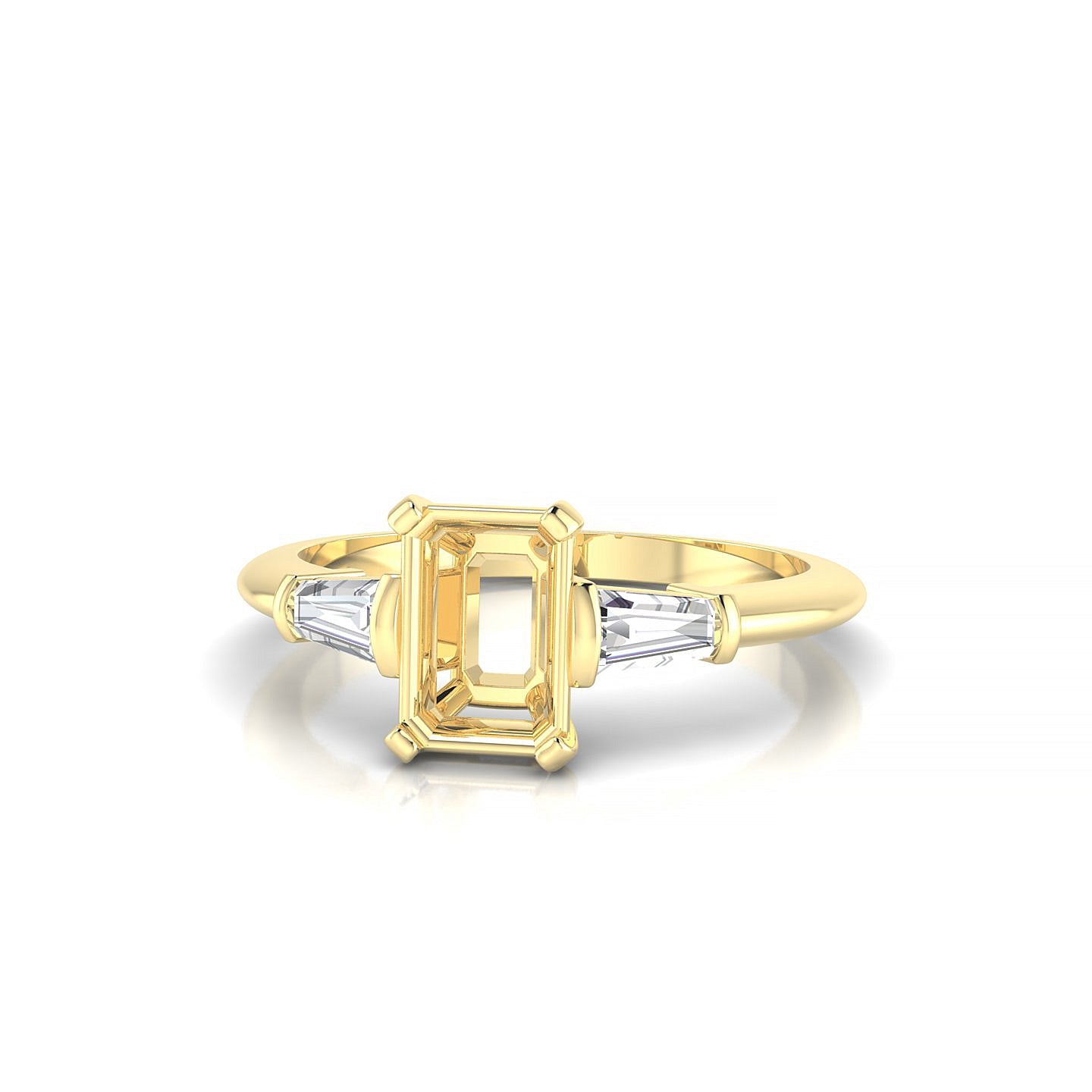 Everlasting Emerald 1-1.99 ct | 18k Yellow Gold Side Stones Ring