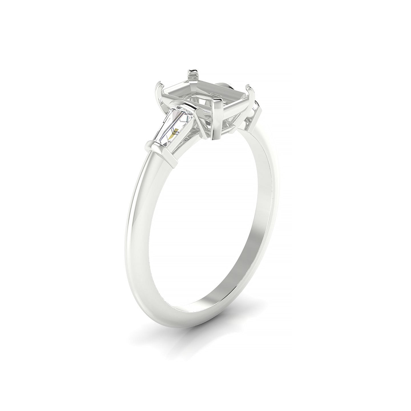 Everlasting Emerald 1-1.99 ct | 18k White Gold Side Stones Ring