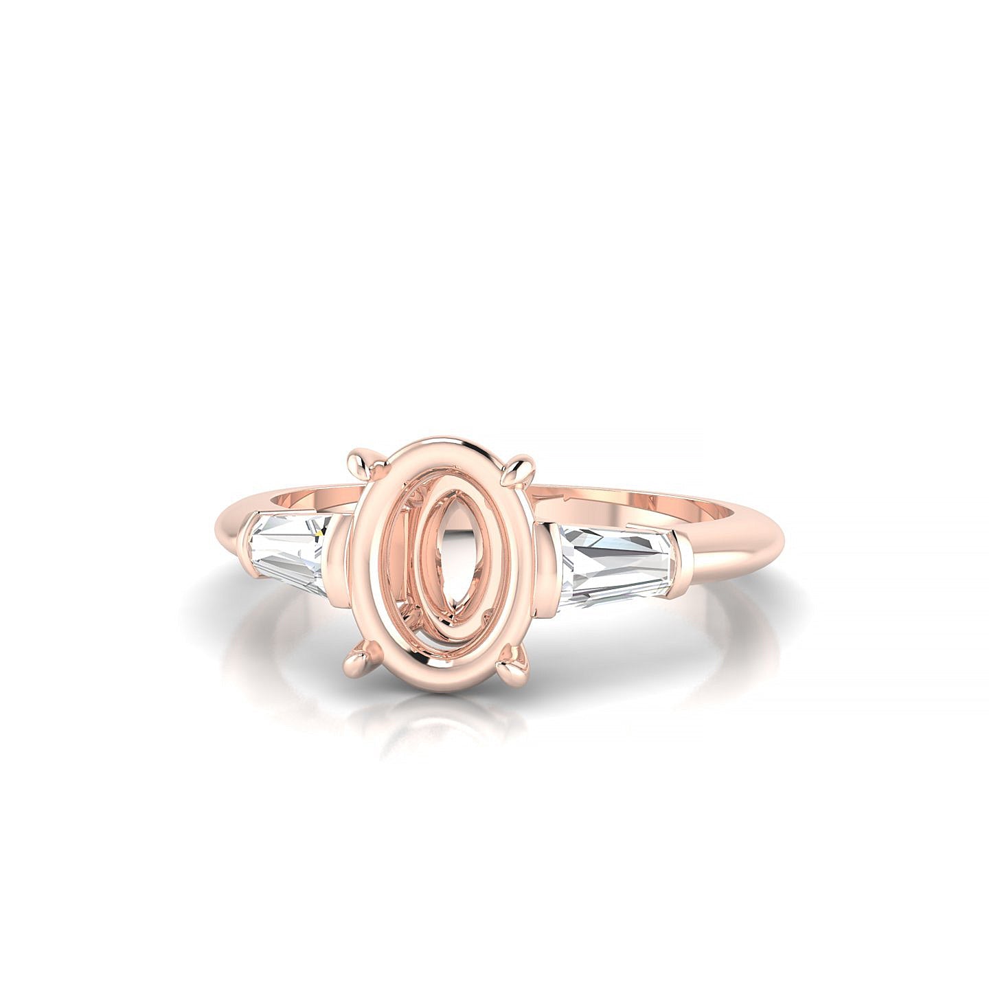 Everlasting Oval 2-2.99 ct | 18k Rose Gold Side Stones Ring
