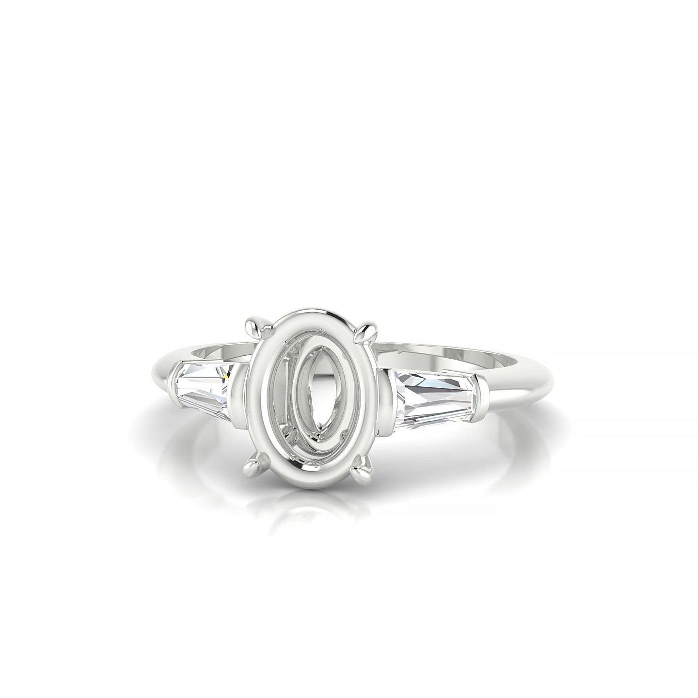 Everlasting Oval 2-2.99 ct | 18k White Gold Side Stones Ring