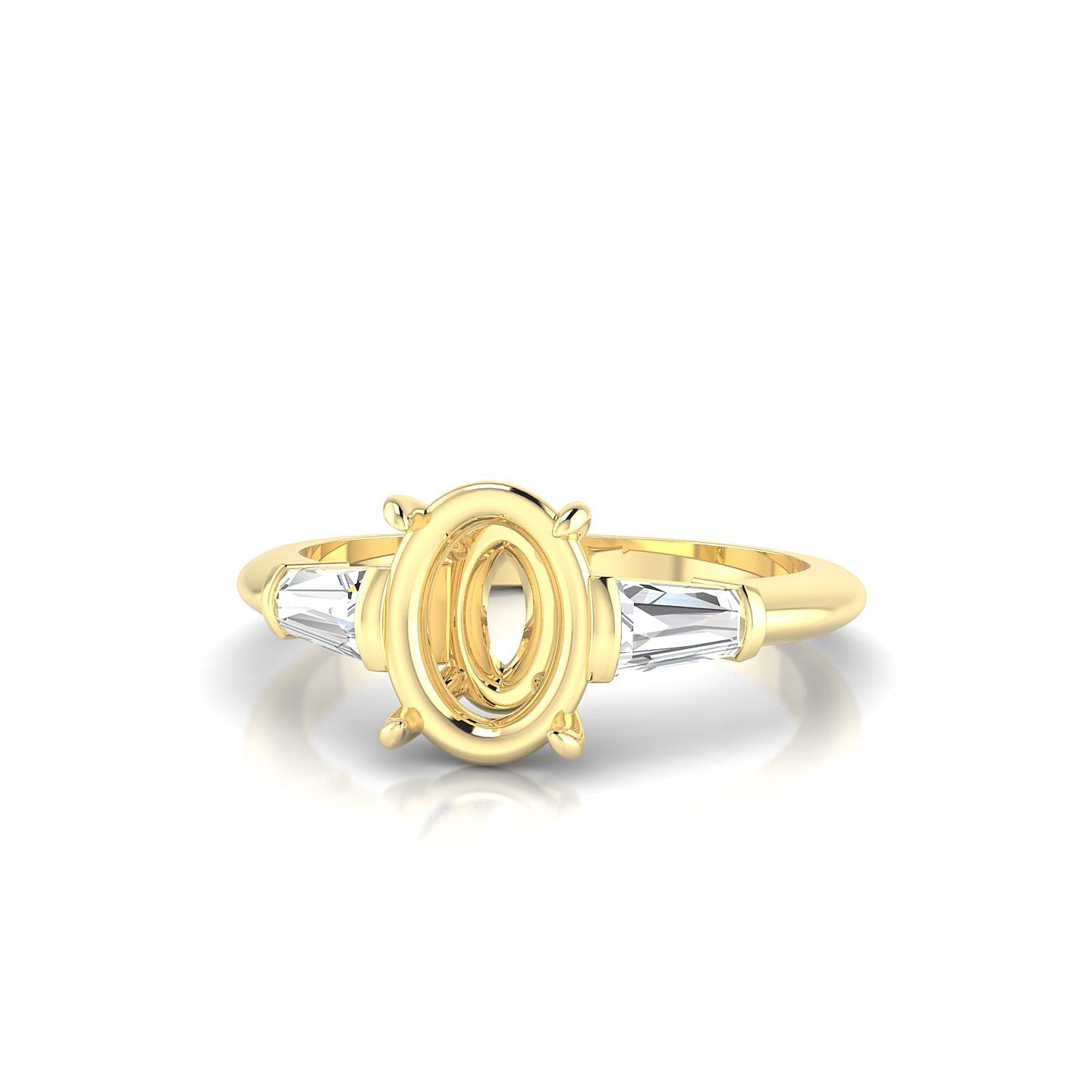 Everlasting Oval 2-2.99 ct | 18k Yellow Gold Side Stones Ring