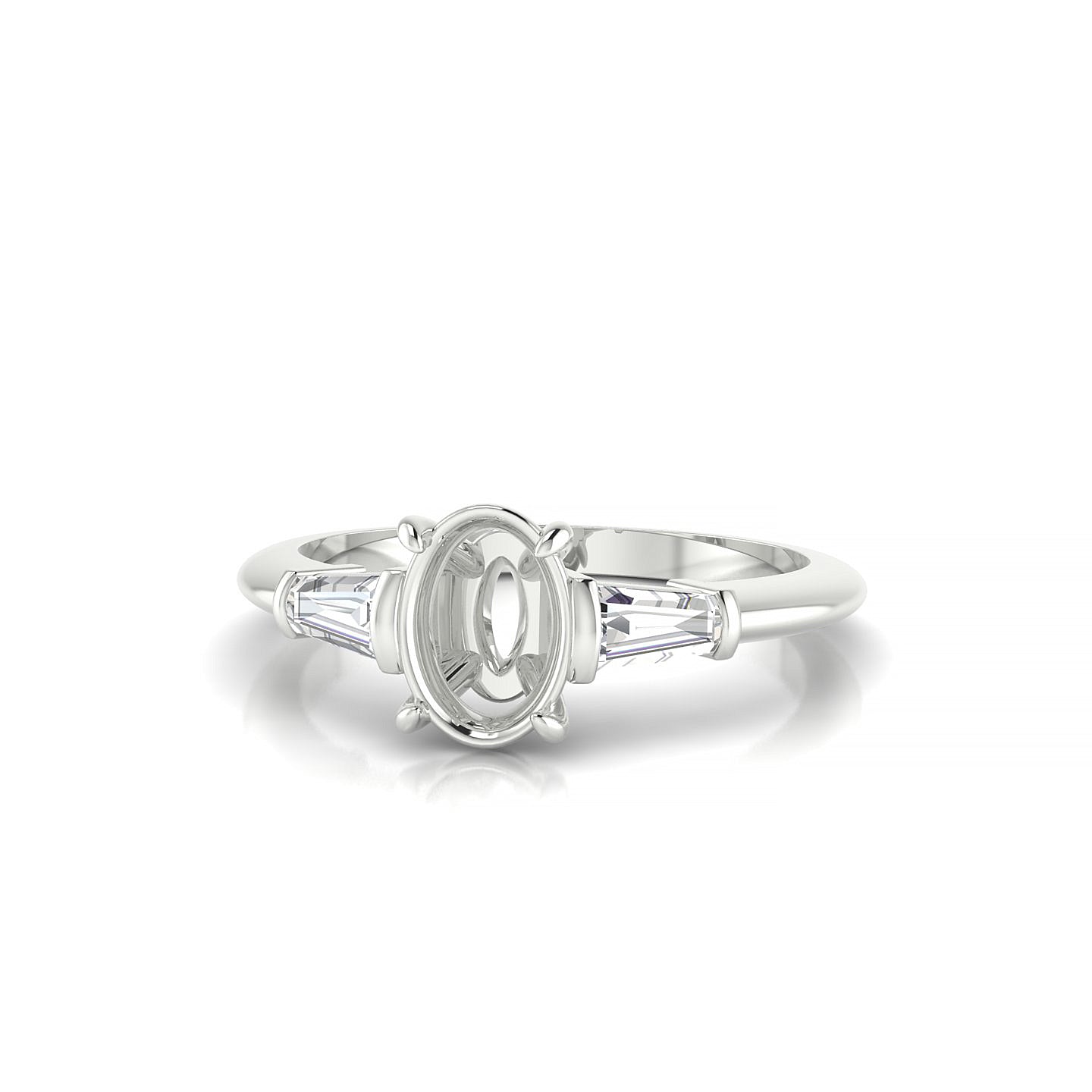 Everlasting Oval 1-1.99 ct | 18k White Gold Side Stones Ring