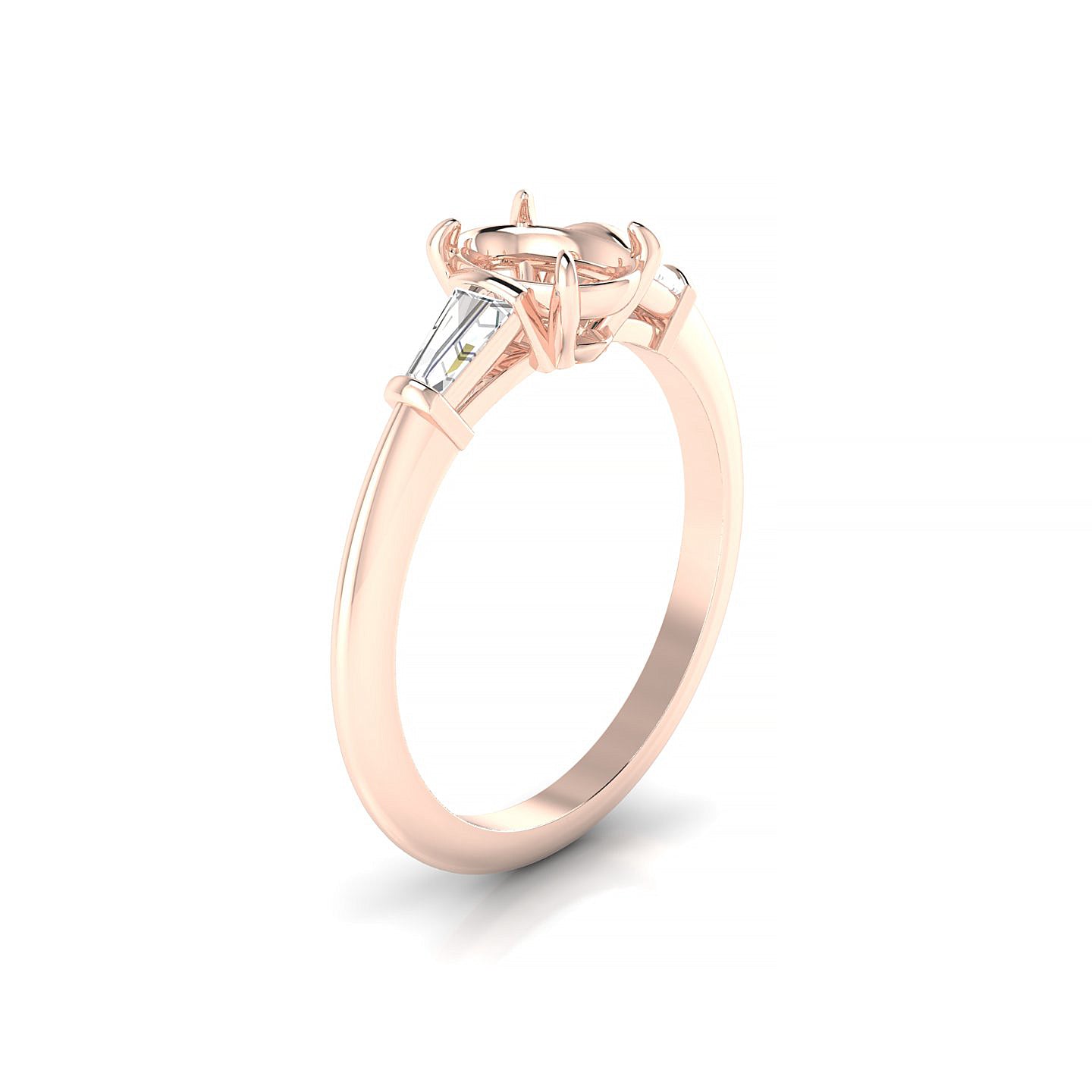 Everlasting Oval 1-1.99 ct | 18k Rose Gold Side Stones Ring