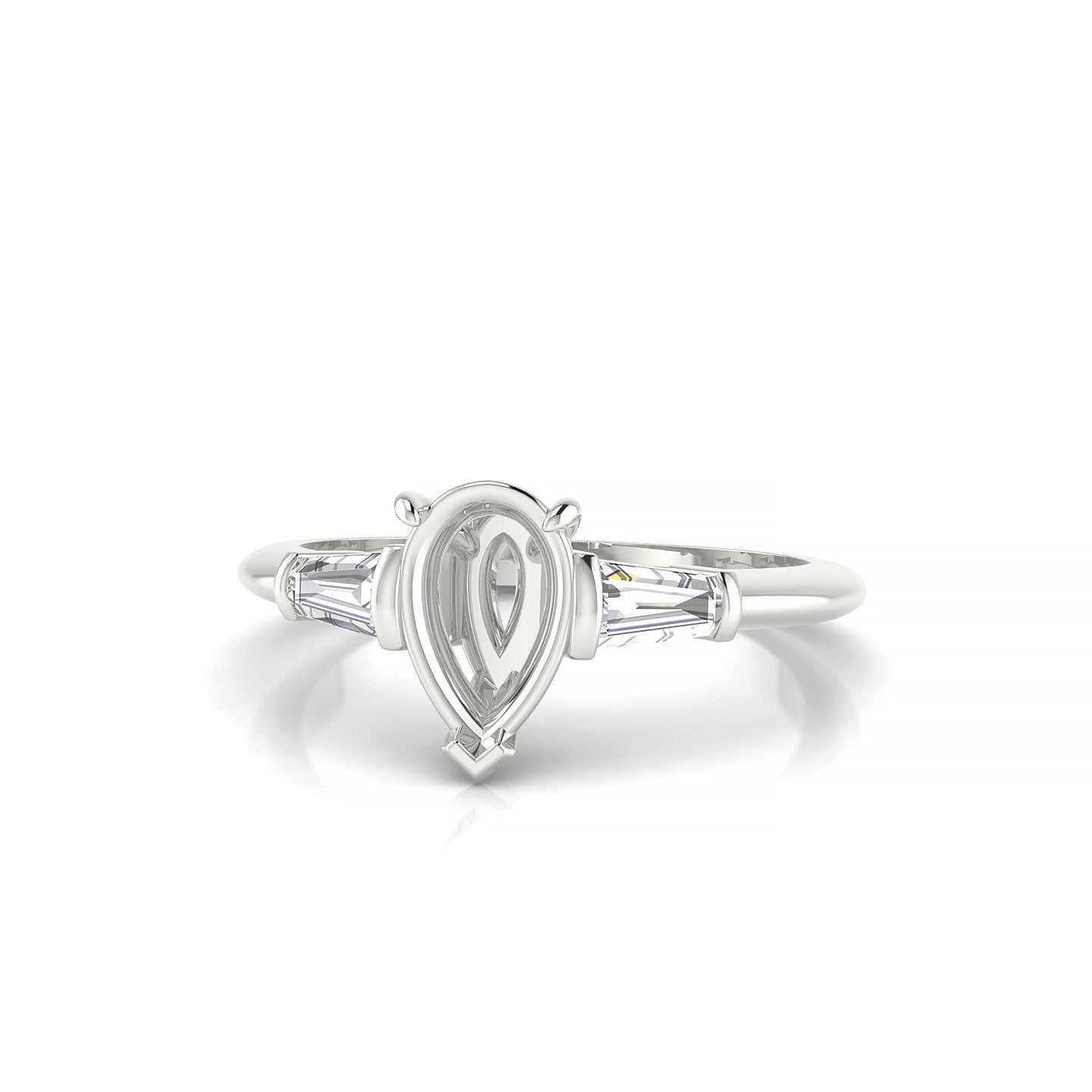 Everlasting Pear 1-1.99 ct | 18k White Gold Side Stones Ring