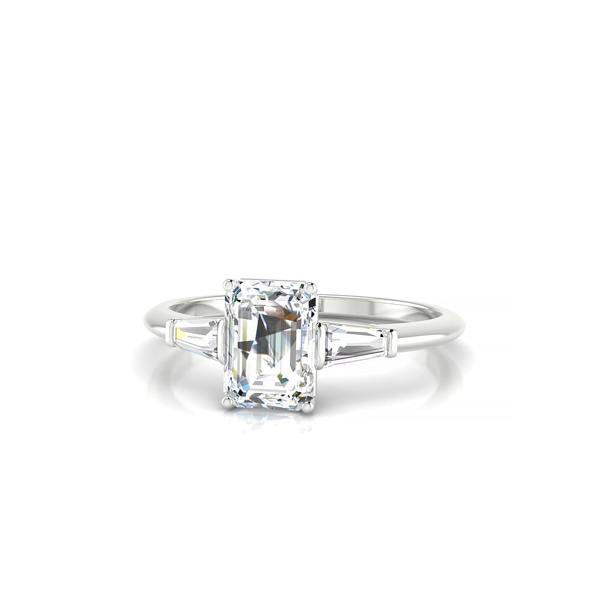 Everlasting | 18k White Gold 7 x 5 mm Emerald Diamond Ring