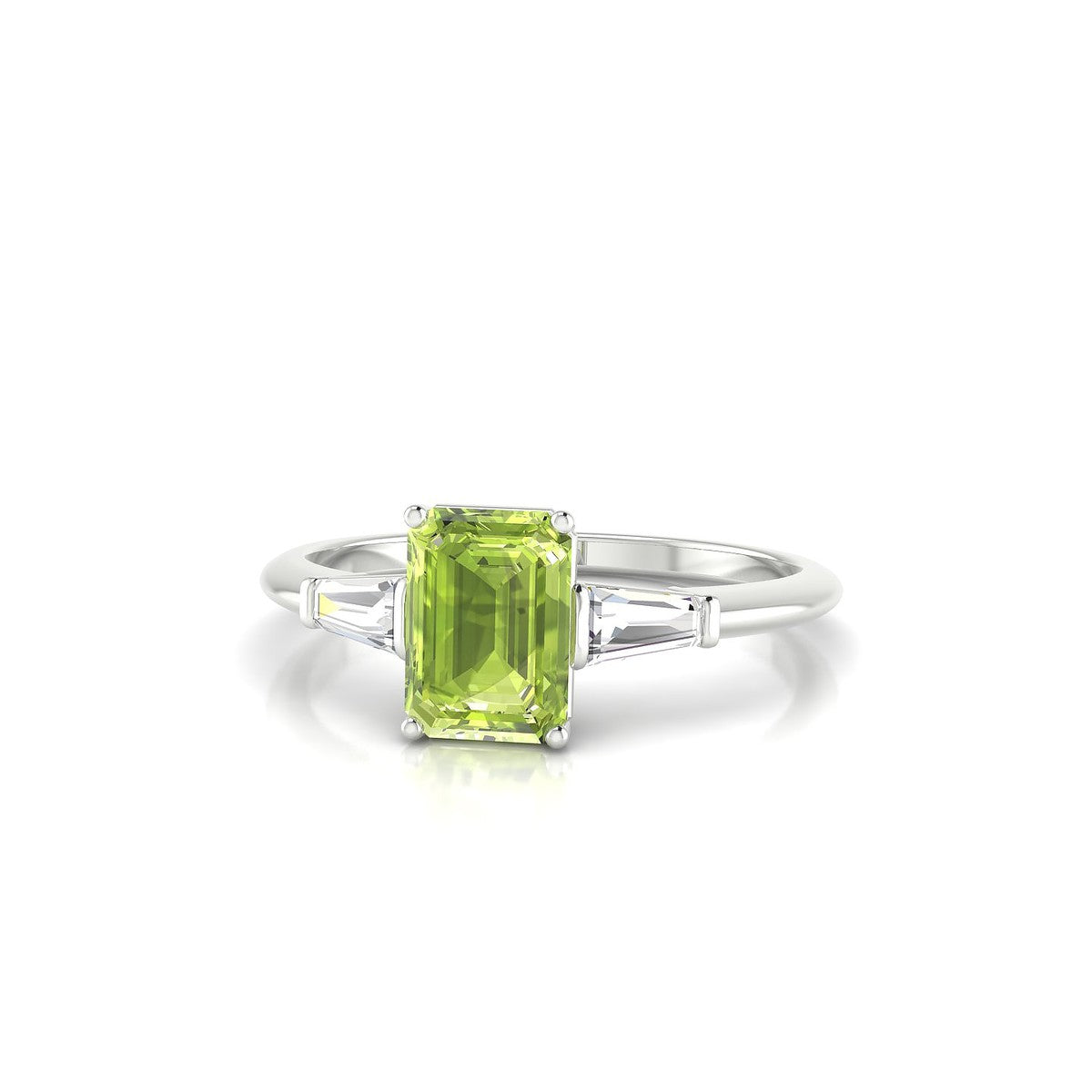 Everlasting | 18k White Gold 7 x 5 mm Emerald Peridot Ring