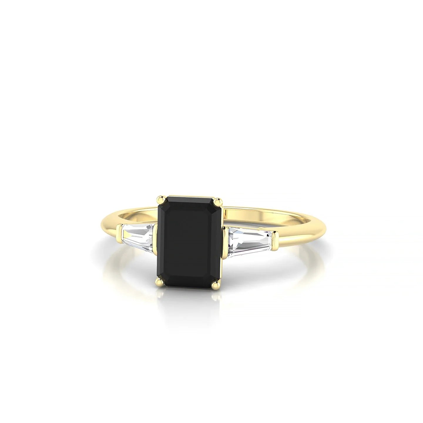 Everlasting | 18k Yellow Gold 7 x 5 mm Emerald Black Diamond Ring