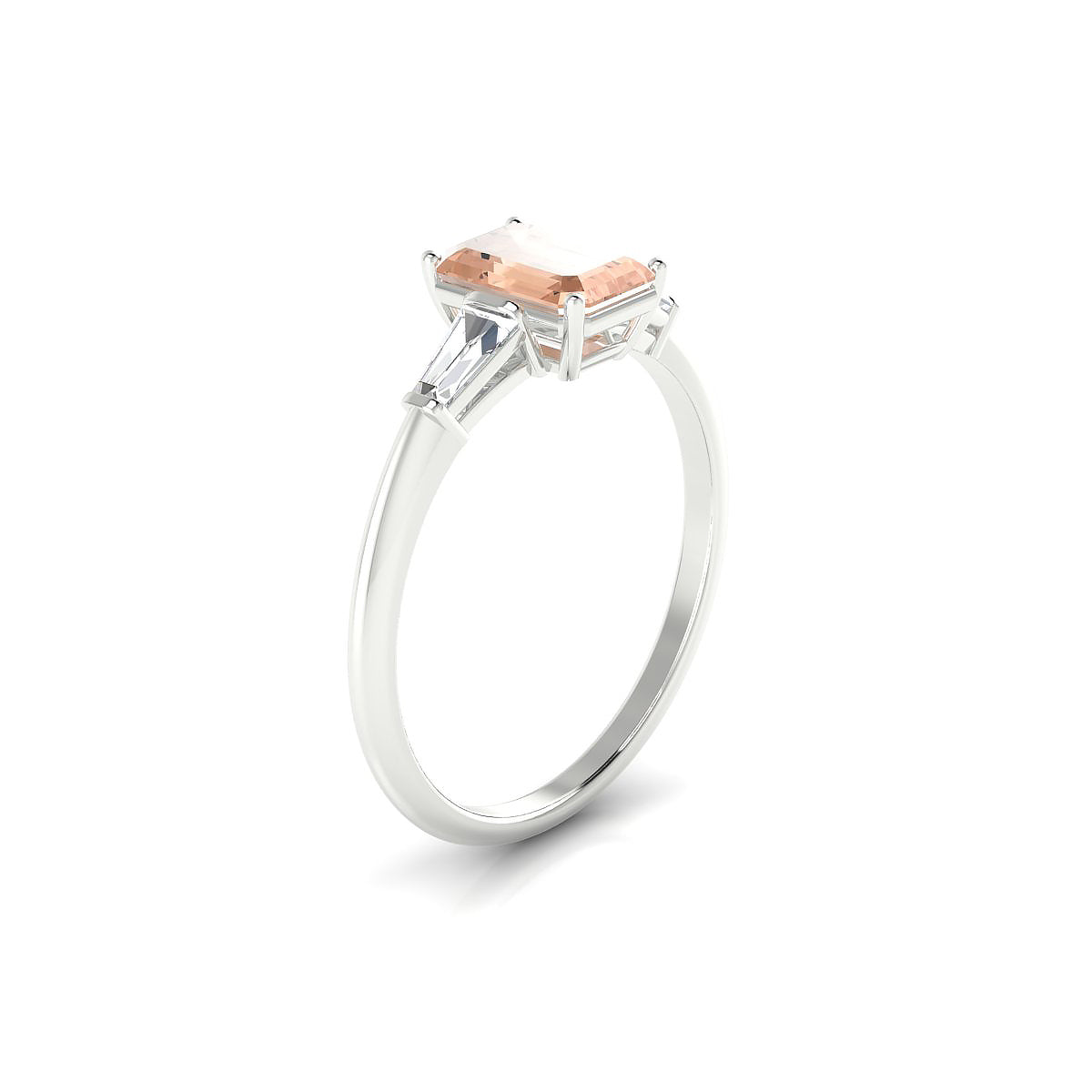 Everlasting | 18k White Gold 7 x 5 mm Emerald Morganite Ring