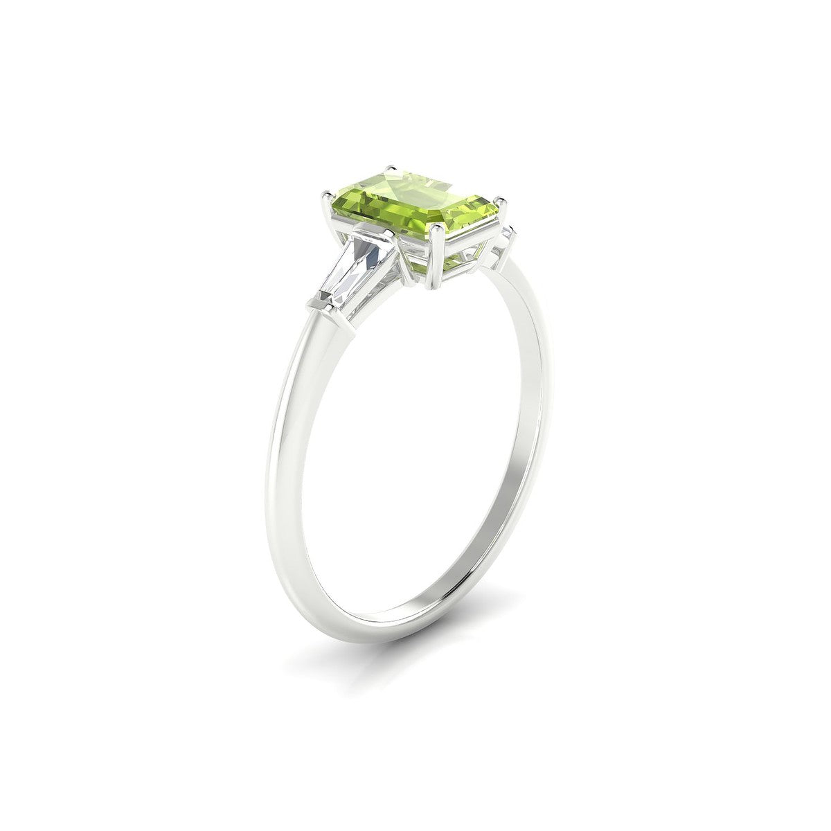 Everlasting | 18k White Gold 7 x 5 mm Emerald Peridot Ring