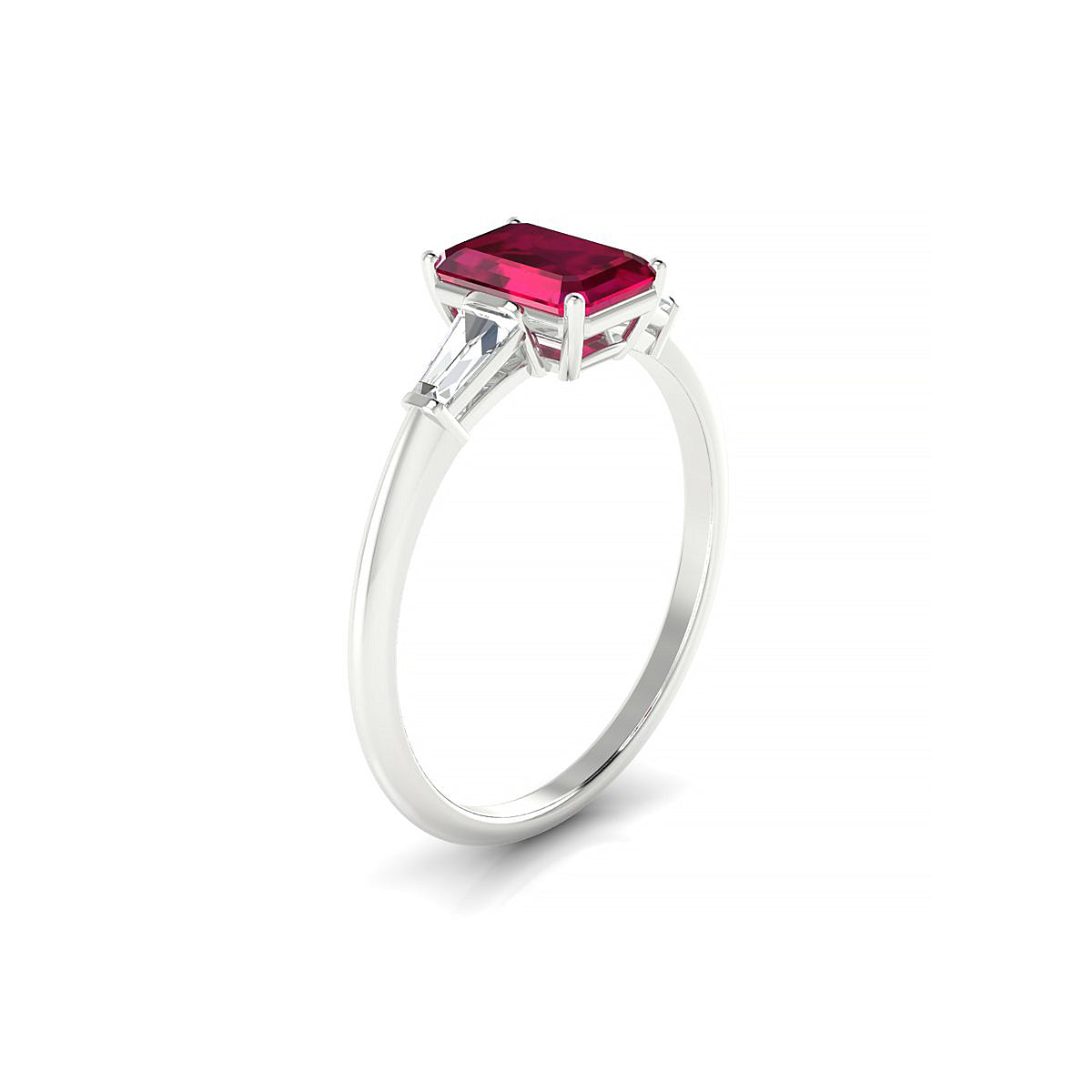 Everlasting | 18k White Gold 7 x 5 mm Emerald Ruby Ring