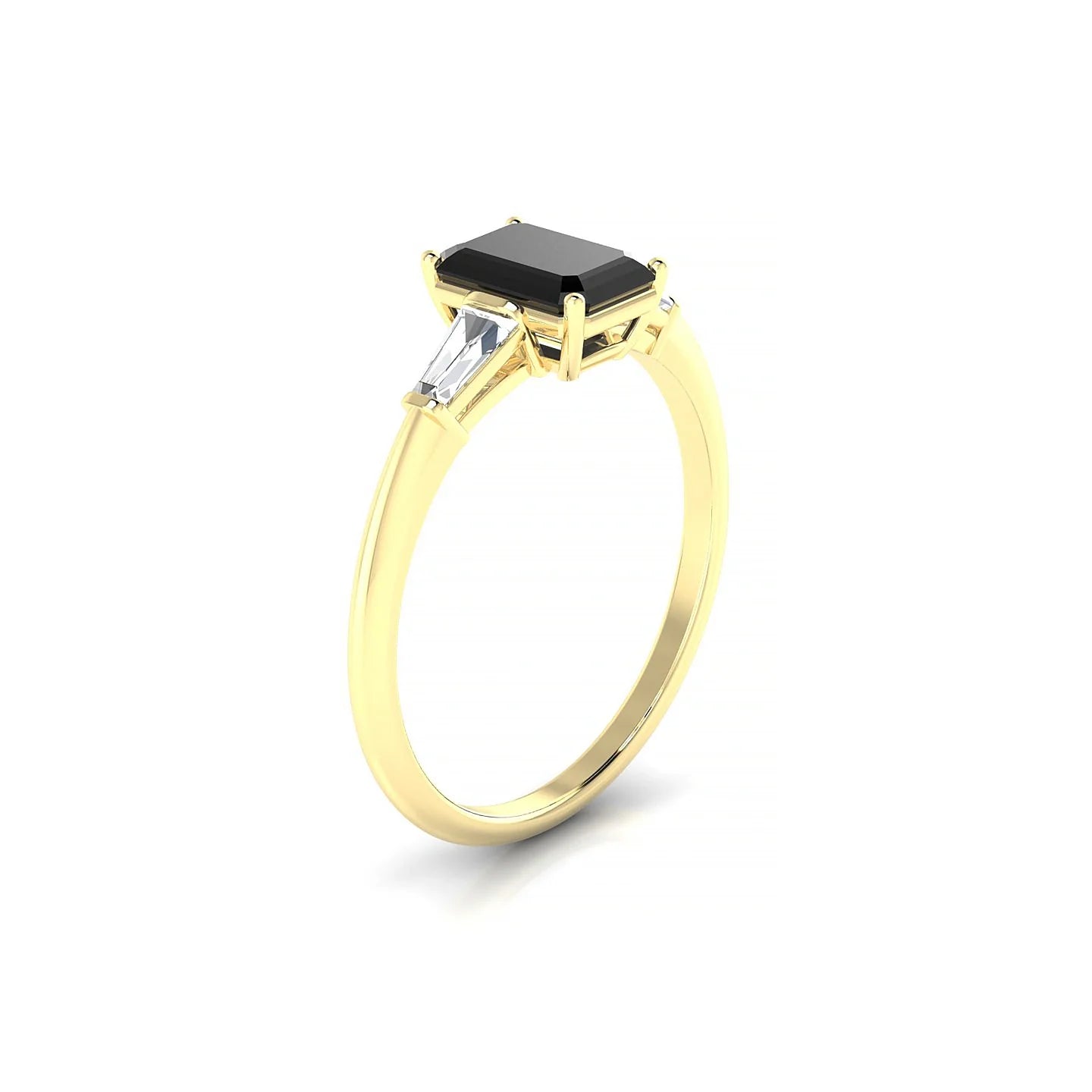 Everlasting | 18k Yellow Gold 7 x 5 mm Emerald Black Diamond Ring