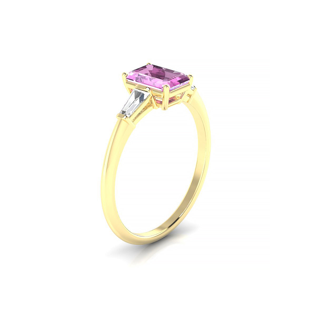 Everlasting | 18k Yellow Gold 7 x 5 mm Emerald Pink Sapphire Ring
