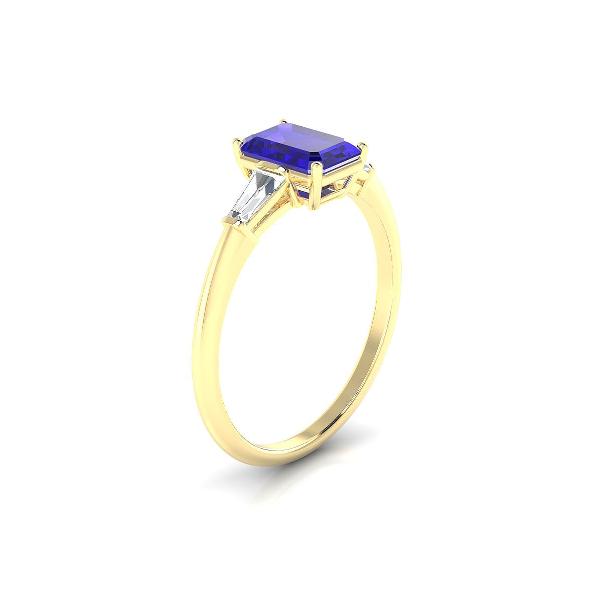 Everlasting | 18k Yellow Gold 7 x 5 mm Emerald Tanzanite Ring