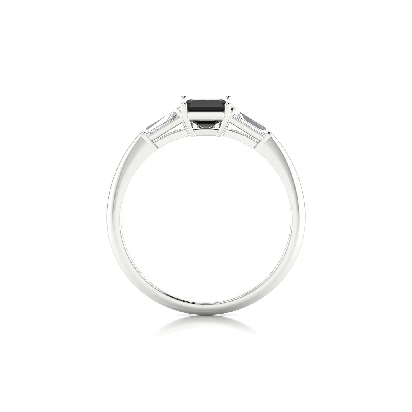 Everlasting | 18k White Gold 7 x 5 mm Emerald Black Diamond Ring