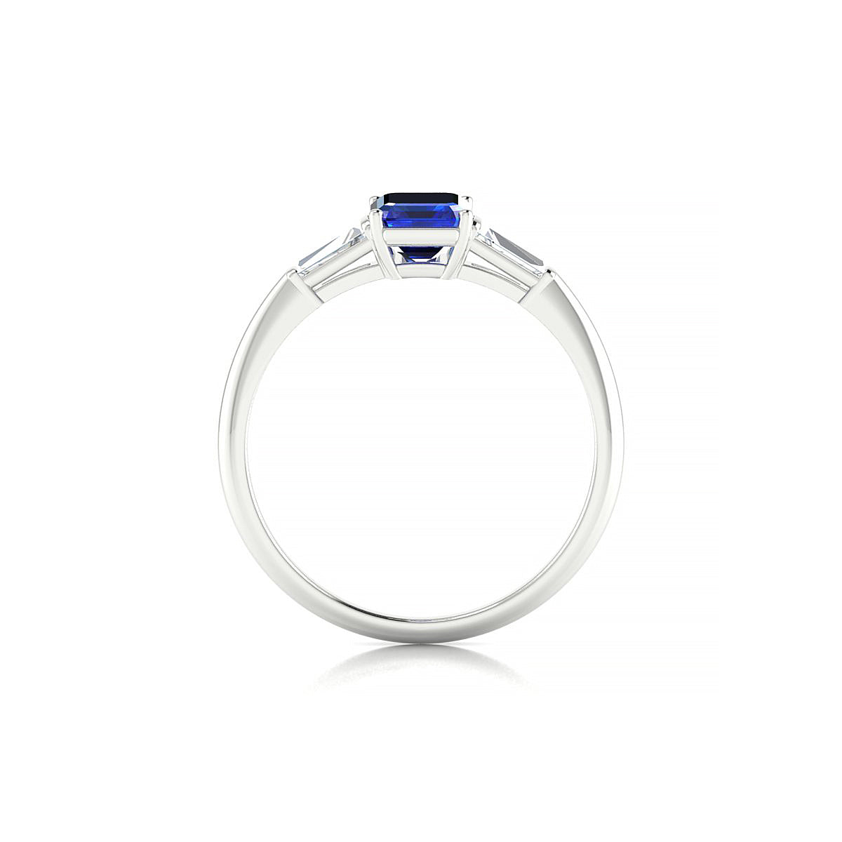 Everlasting | 18k White Gold 7 x 5 mm Emerald Sapphire Ring