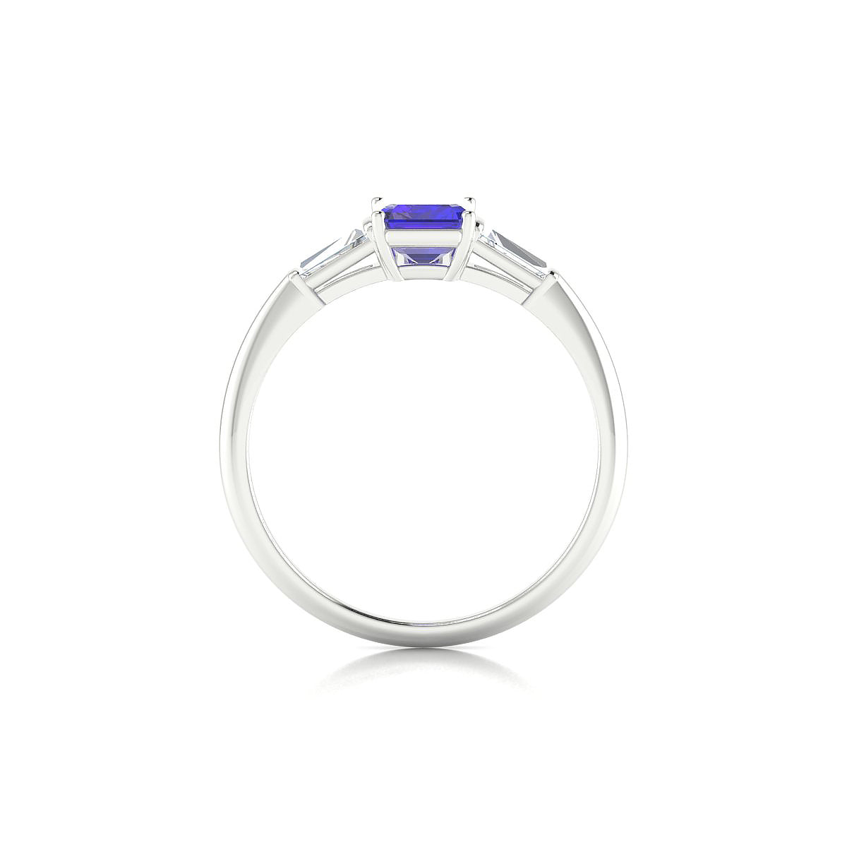 Everlasting | 18k White Gold 7 x 5 mm Emerald Tanzanite Ring