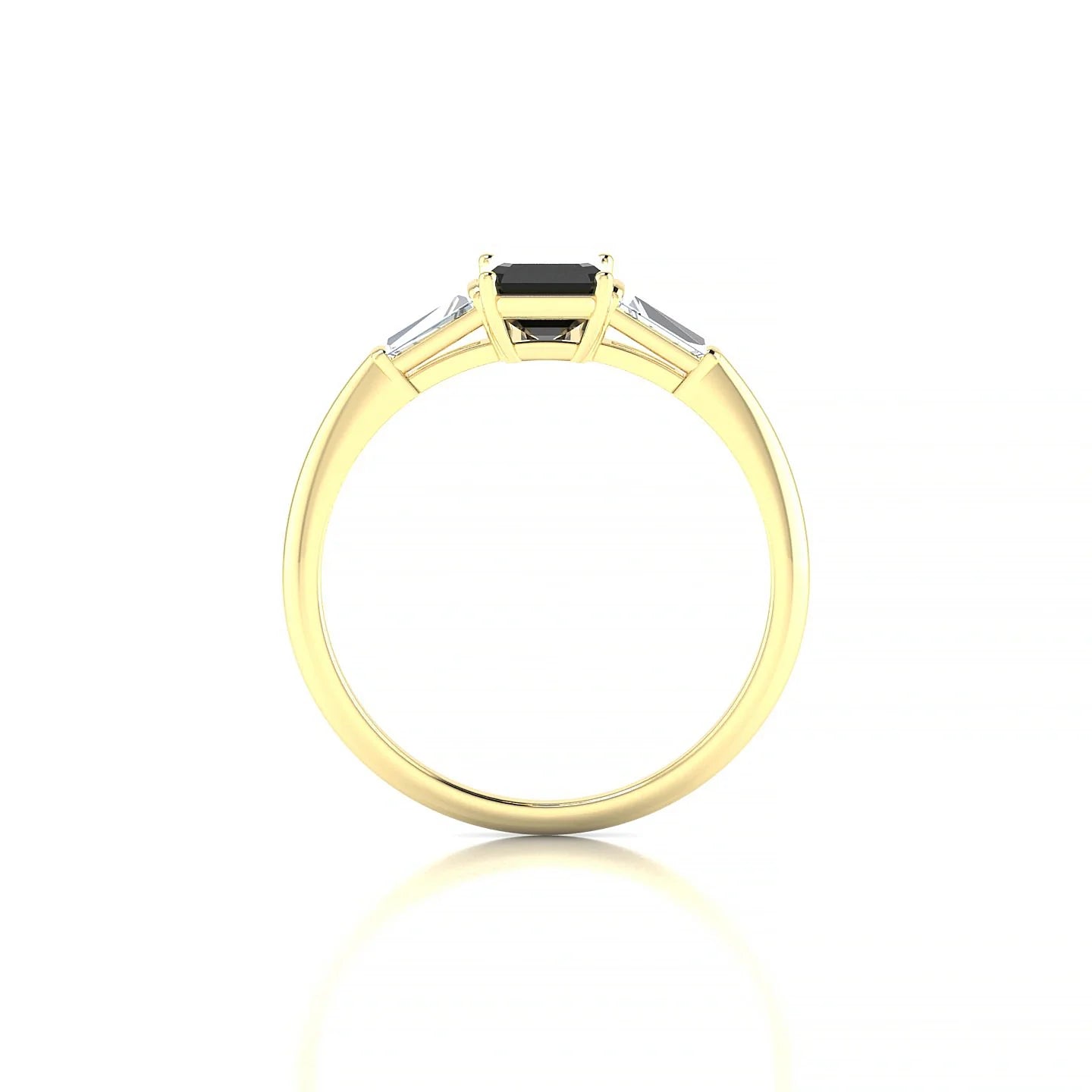 Everlasting | 18k Yellow Gold 7 x 5 mm Emerald Black Diamond Ring