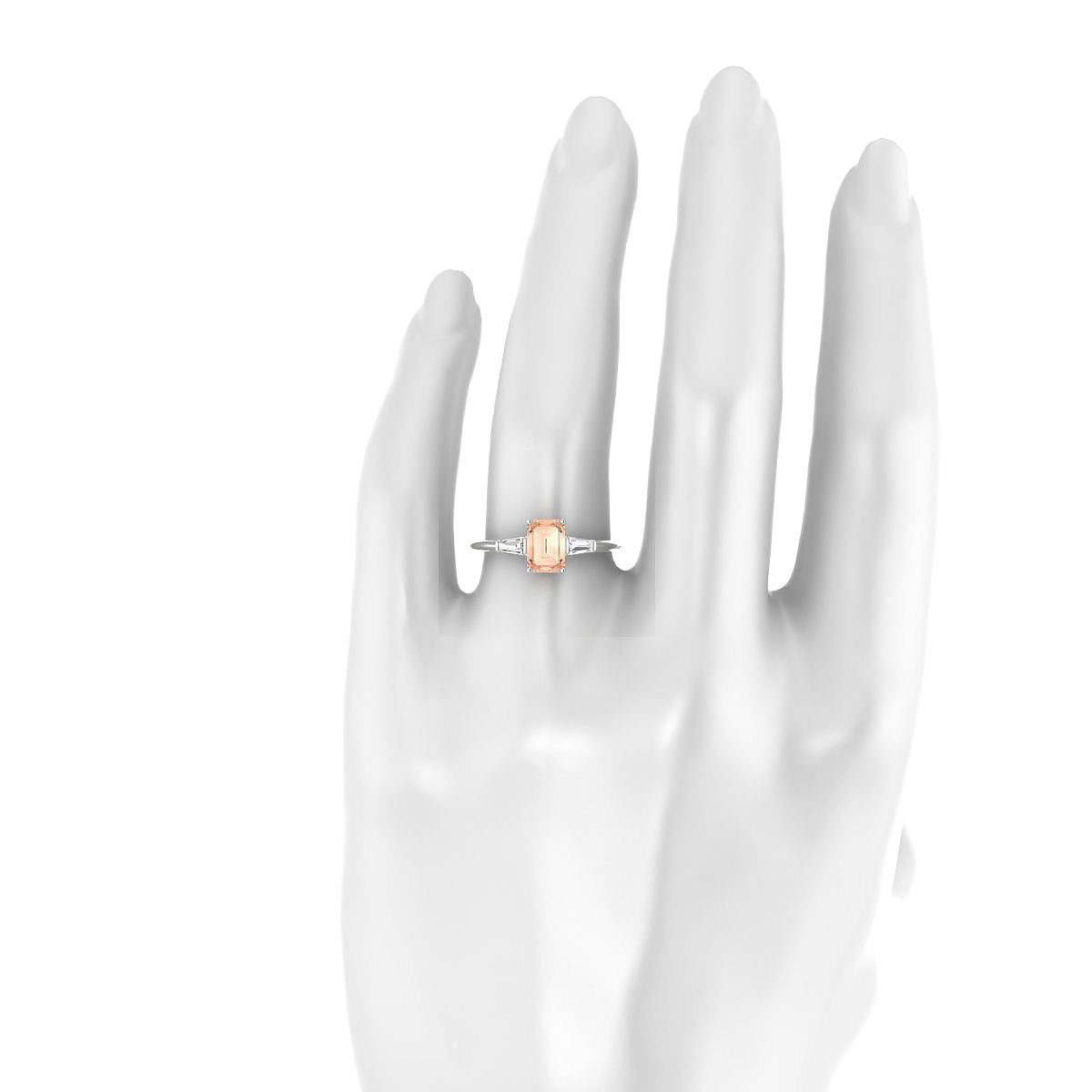 Everlasting | 18k White Gold 7 x 5 mm Emerald Morganite Ring