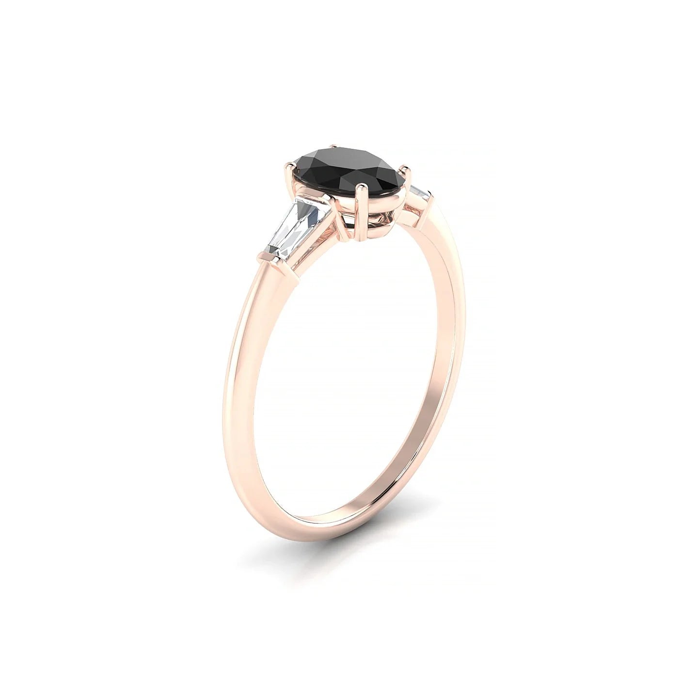Everlasting | 18k Rose Gold 7 x 5 mm Oval Black Diamond Ring