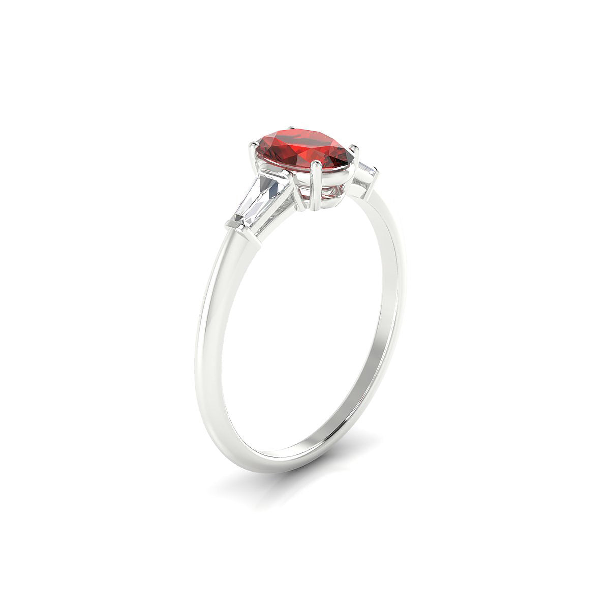Everlasting | 18k White Gold 7 x 5 mm Oval Garnet Ring
