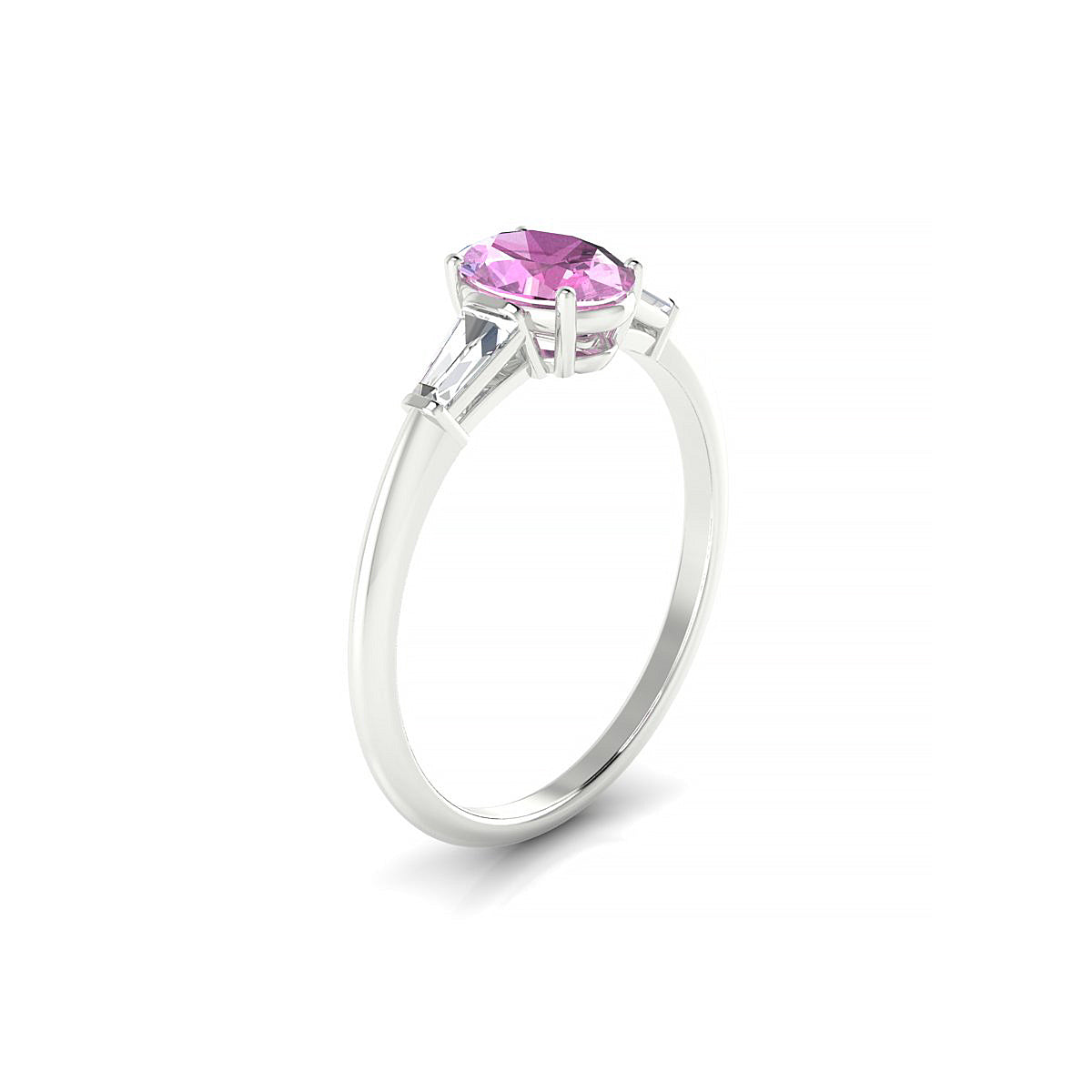 Everlasting | 18k White Gold 7 x 5 mm Oval Pink Sapphire Ring