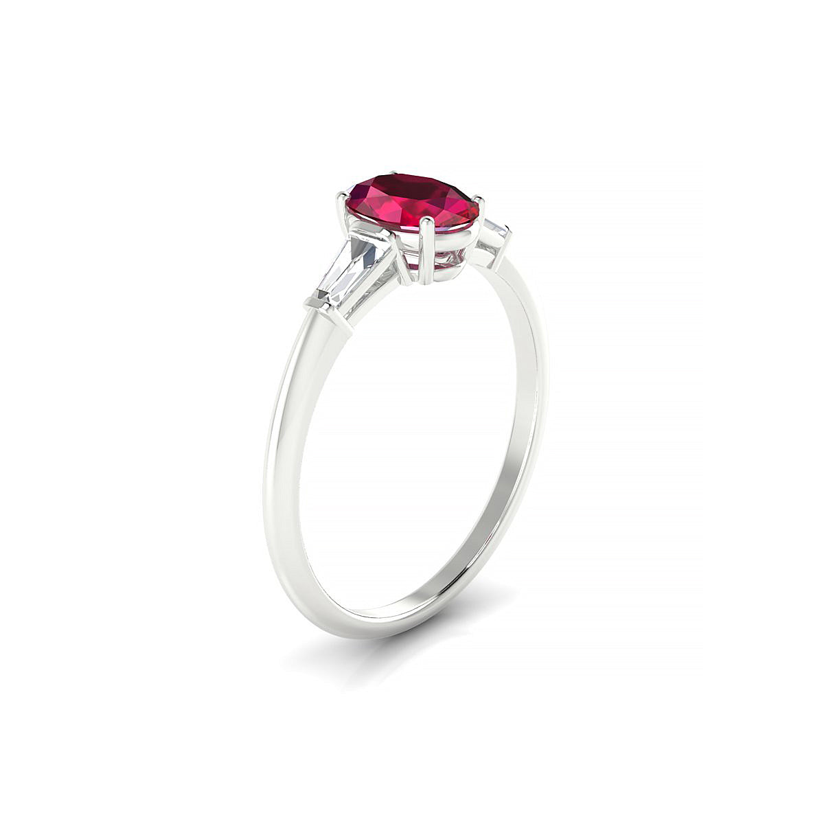 Everlasting | 18k White Gold 7 x 5 mm Oval Ruby Ring