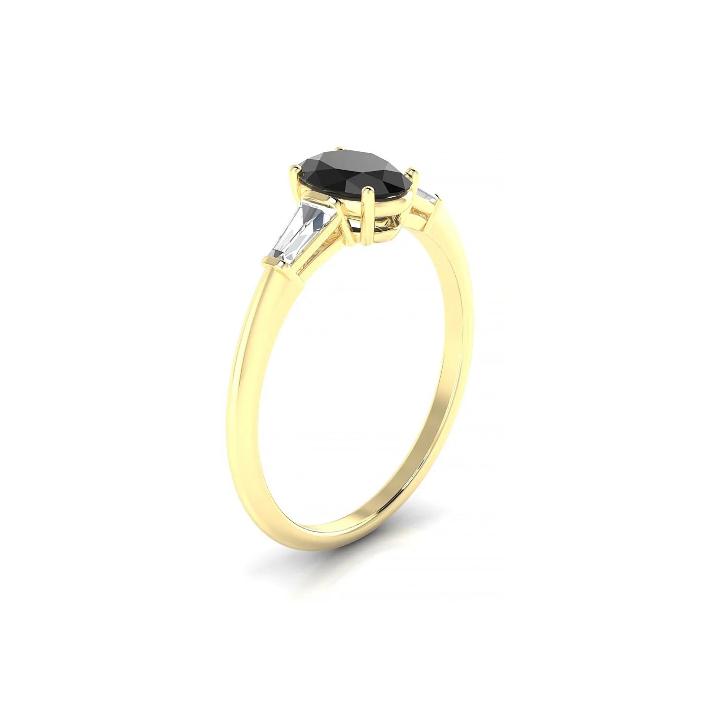 Everlasting | 18k Yellow Gold 7 x 5 mm Oval Black Diamond Ring