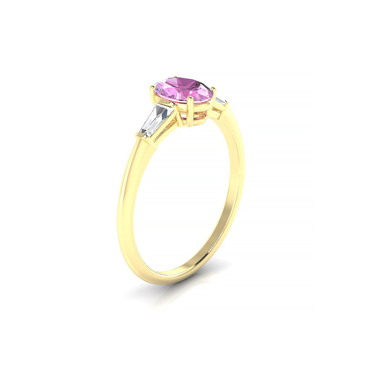 Everlasting | 18k Yellow Gold 7 x 5 mm Oval Pink Sapphire Ring