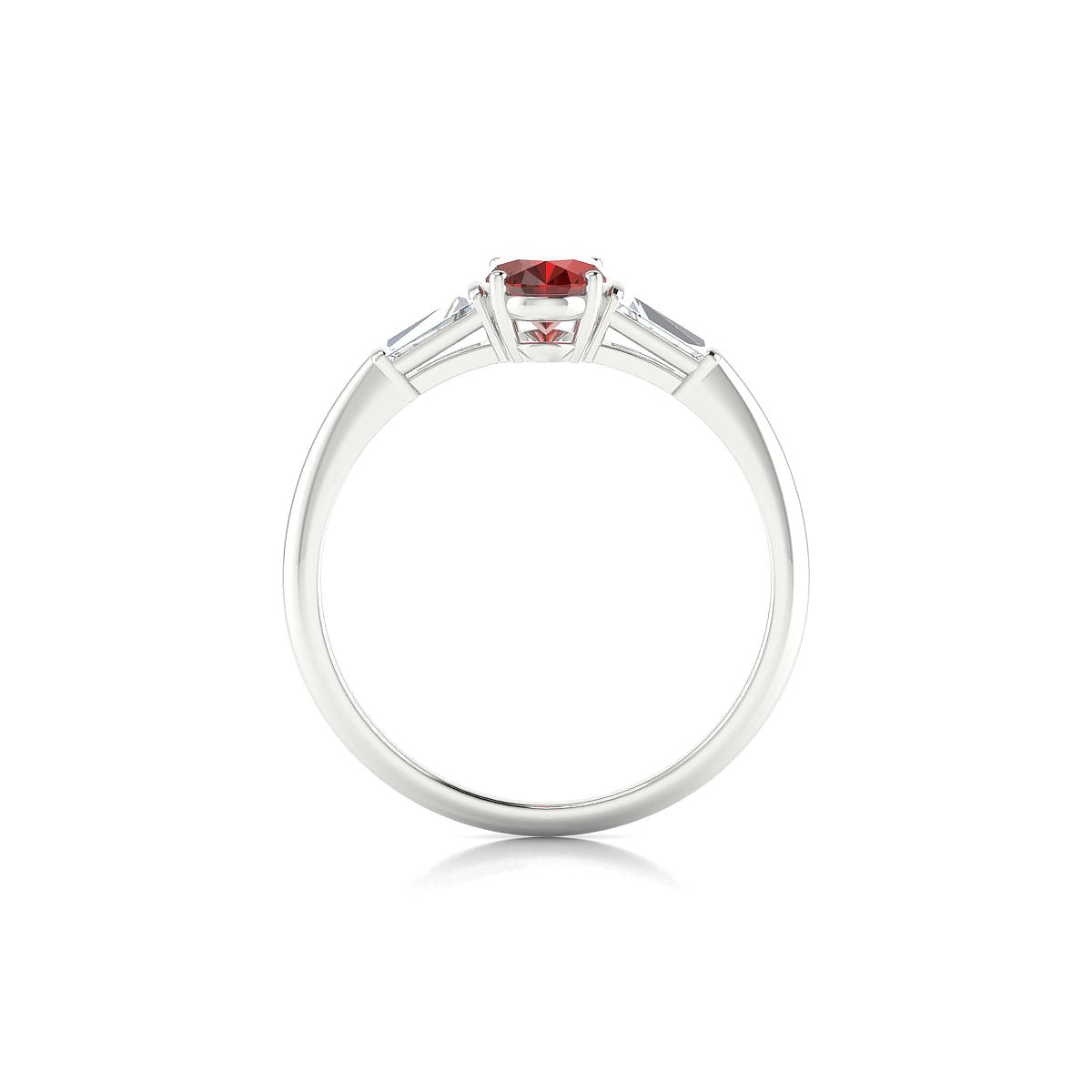 Everlasting | 18k White Gold 7 x 5 mm Oval Garnet Ring