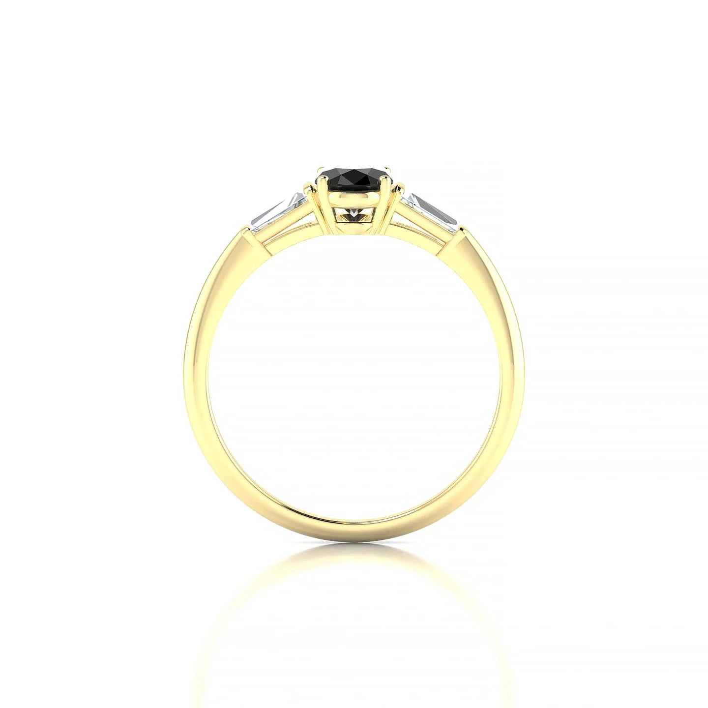 Everlasting | 18k Yellow Gold 7 x 5 mm Oval Black Diamond Ring