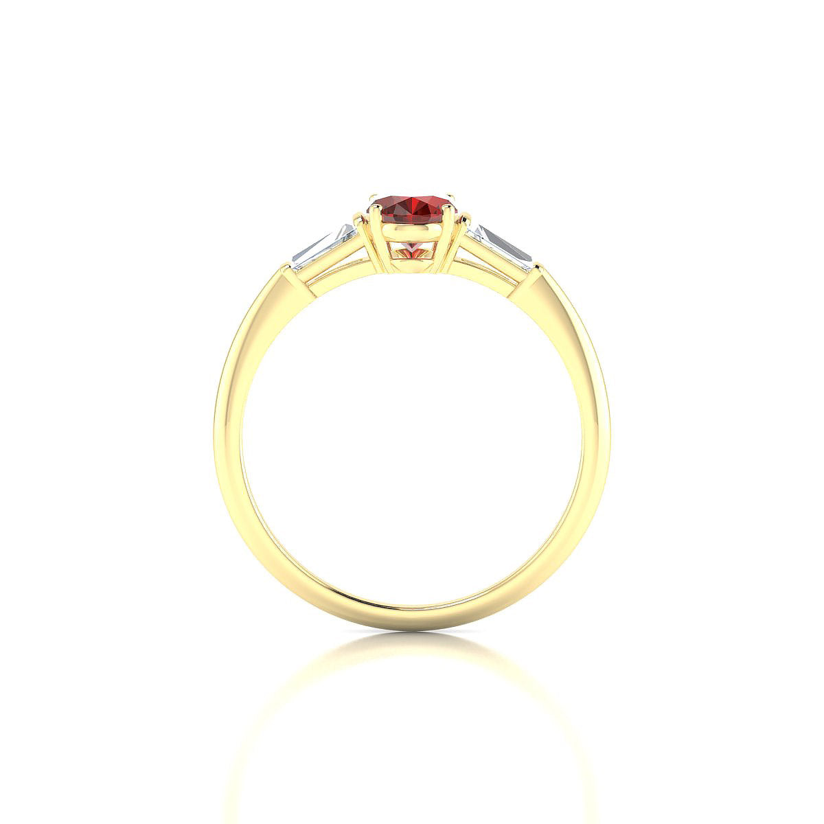 Everlasting | 18k Yellow Gold 7 x 5 mm Oval Garnet Ring