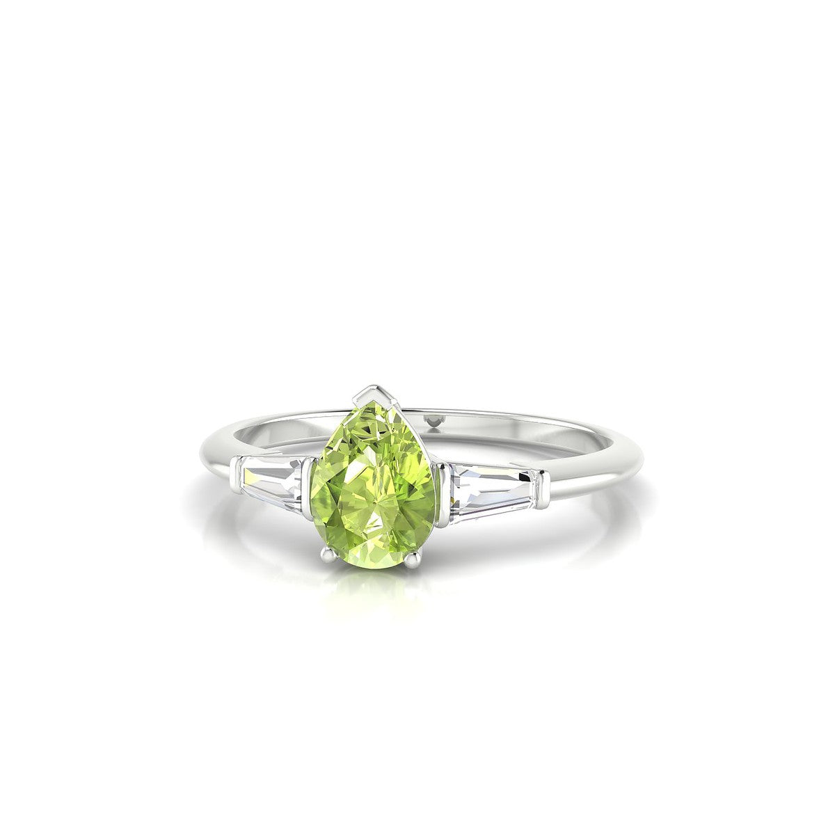 Everlasting | 18k White Gold 7 x 5 mm Pear Peridot Ring