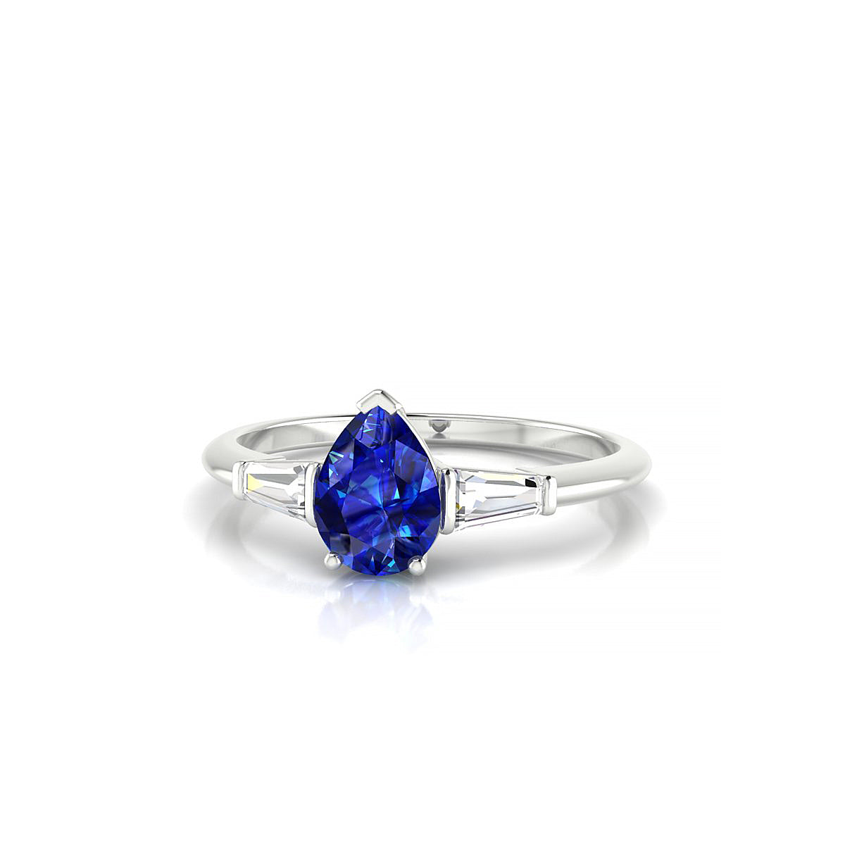 Everlasting | 18k White Gold 7 x 5 mm Pear Sapphire Ring