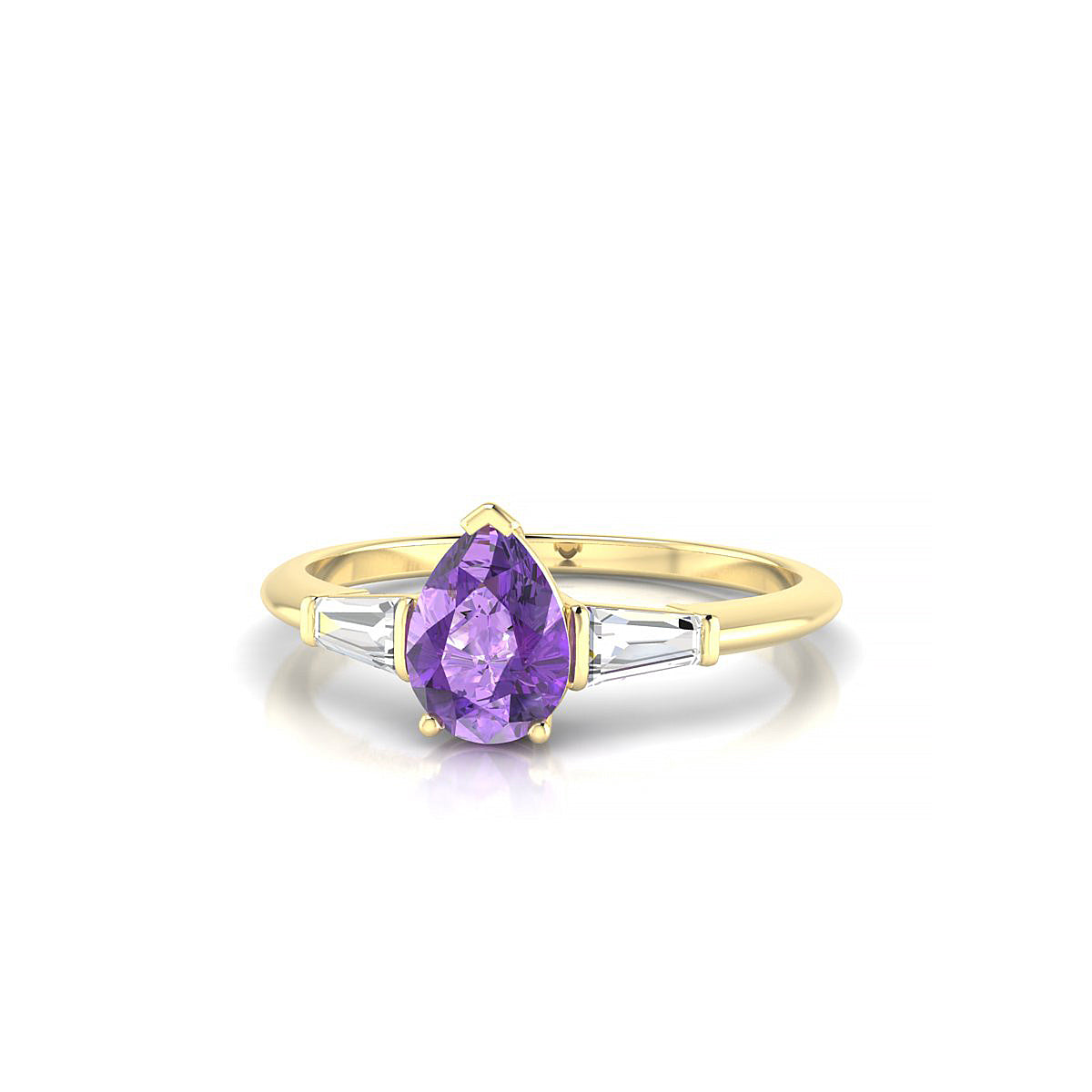Everlasting | 18k Yellow Gold 7 x 5 mm Pear Amethyst Ring