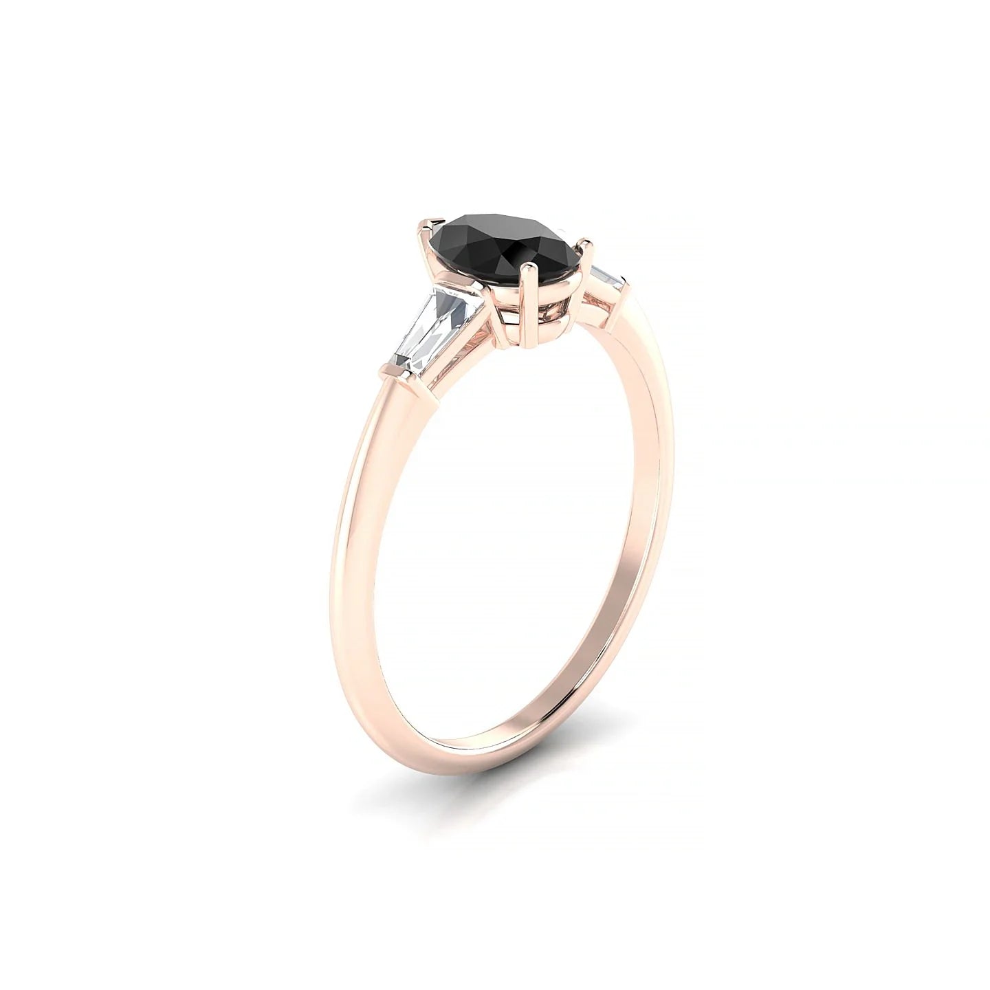 Everlasting | 18k Rose Gold 7 x 5 mm Pear Black Diamond Ring