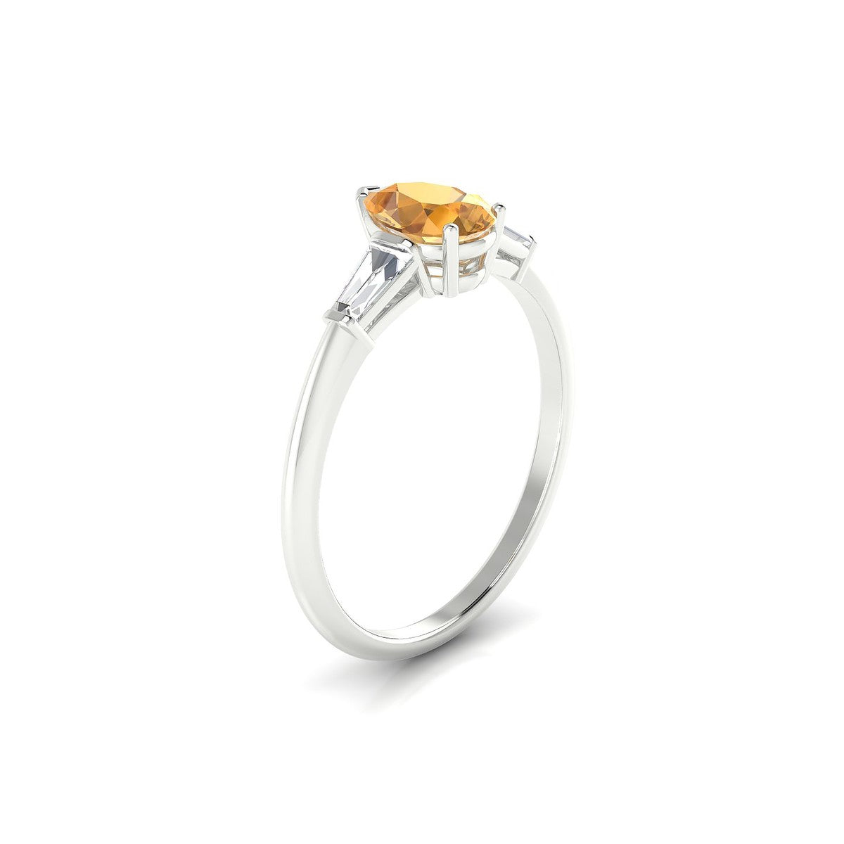 Everlasting | 18k White Gold 7 x 5 mm Pear Citrine Ring