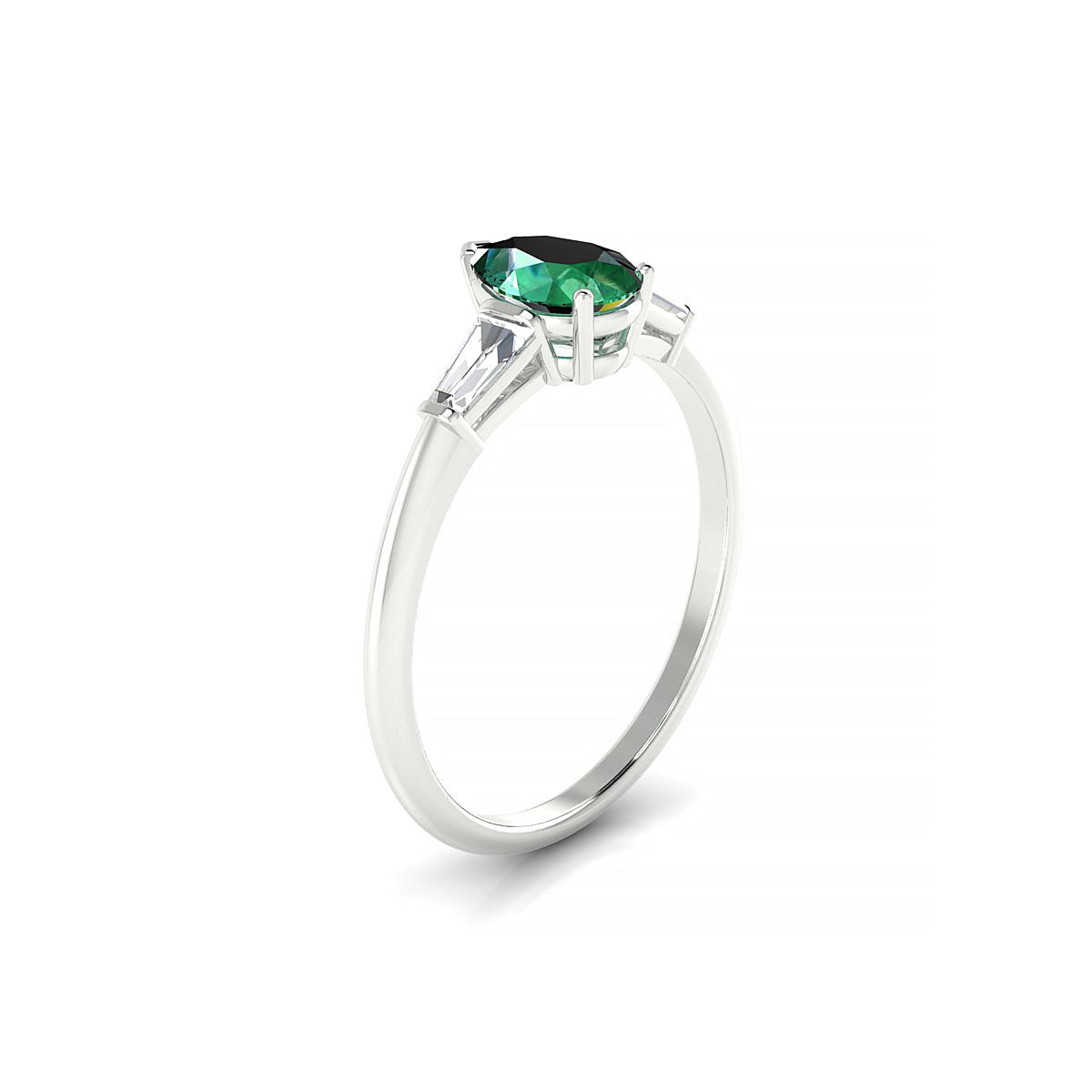 Everlasting | 18k White Gold 7 x 5 mm Pear Emerald Ring