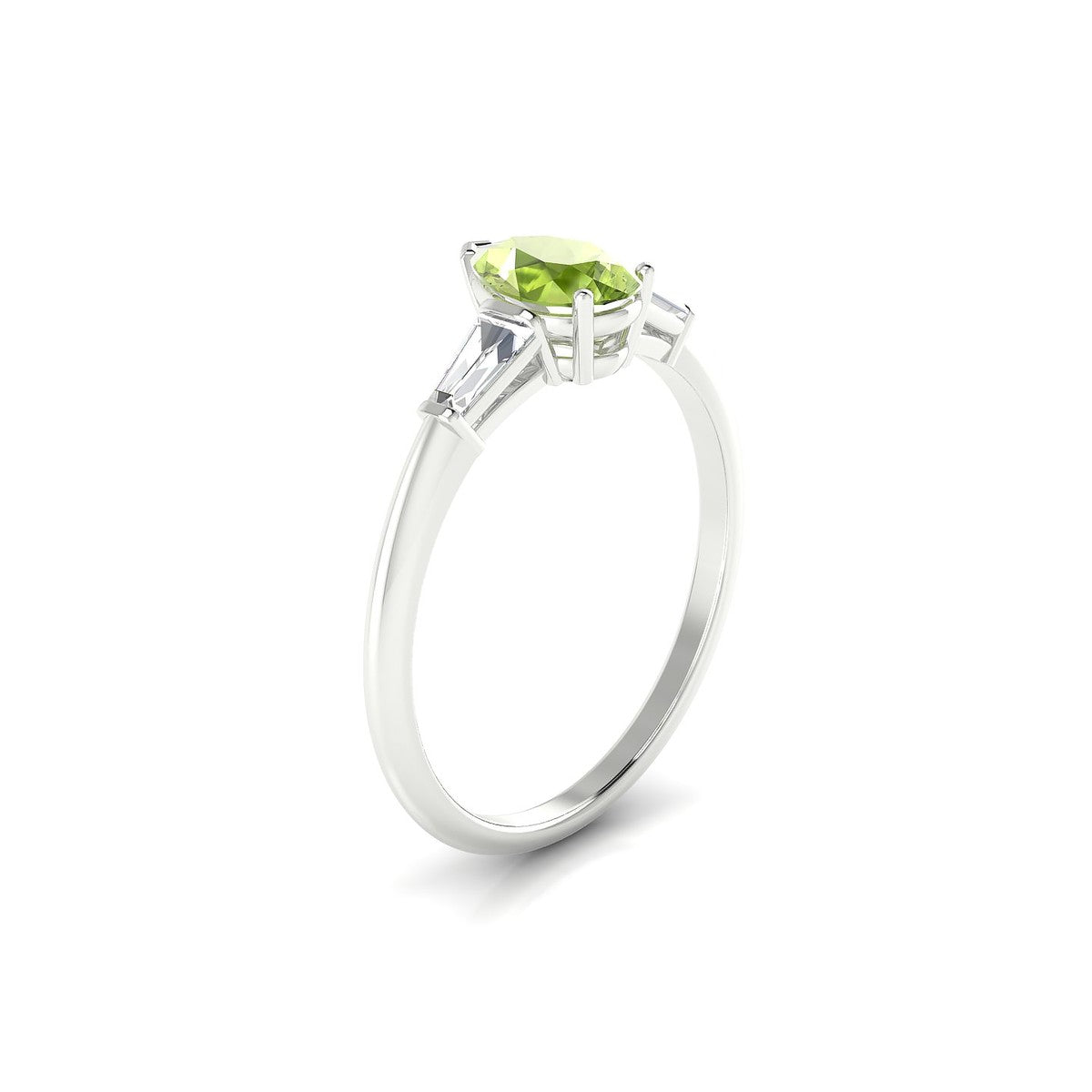Everlasting | 18k White Gold 7 x 5 mm Pear Peridot Ring