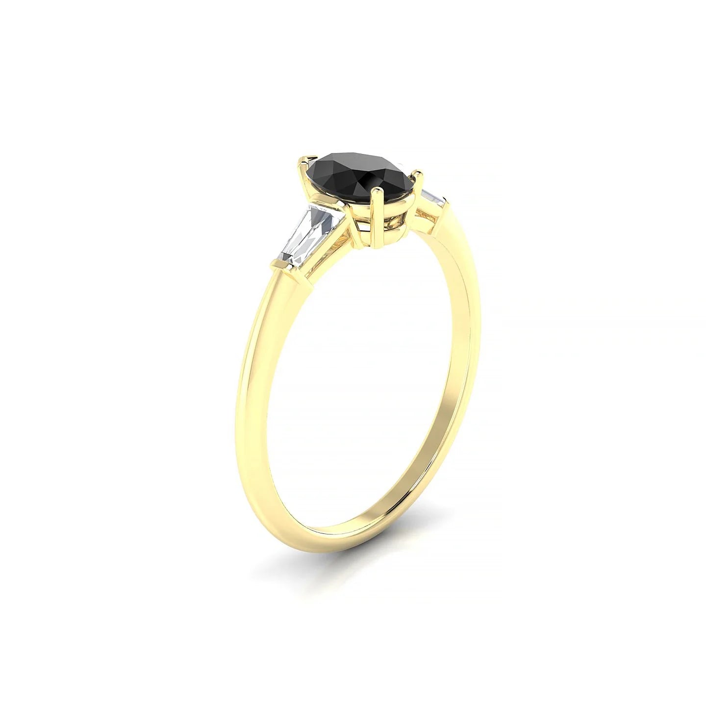 Everlasting | 18k Yellow Gold 7 x 5 mm Pear Black Diamond Ring