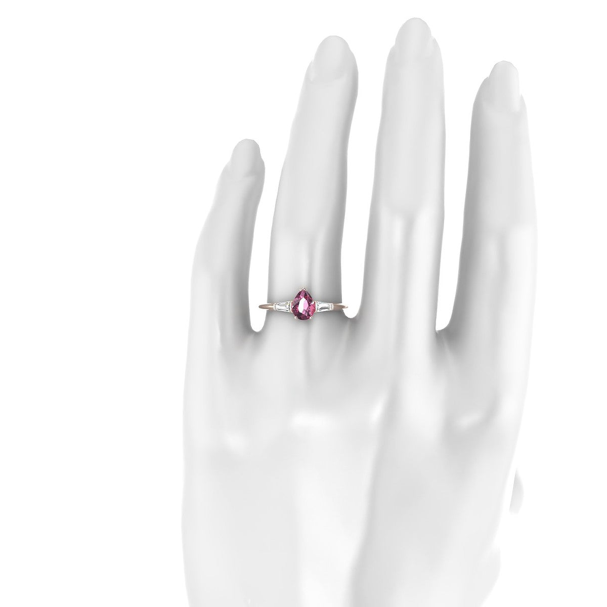 Everlasting | 18k Rose Gold 7 x 5 mm Pear Rhodolite Ring