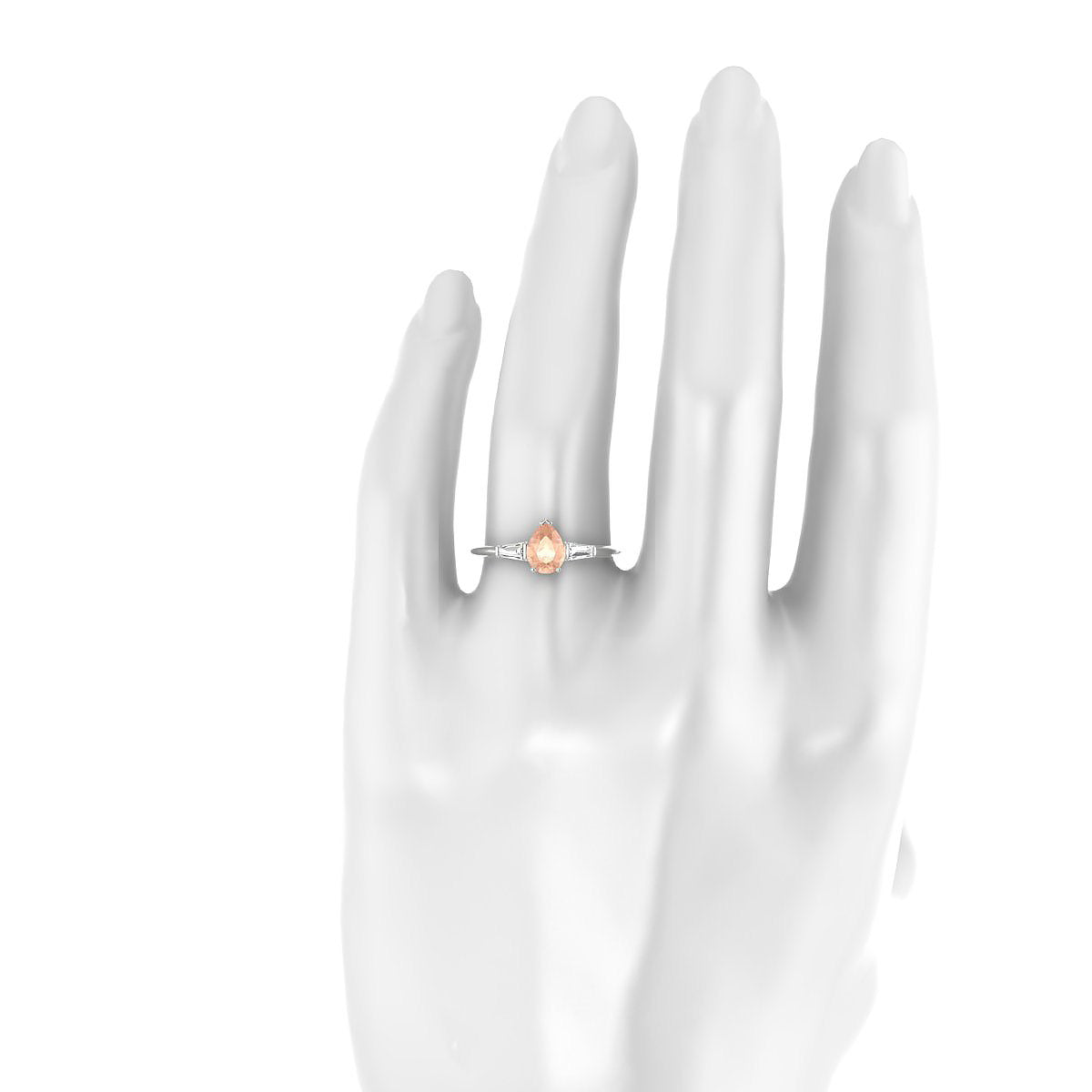 Everlasting | 18k White Gold 7 x 5 mm Pear Morganite Ring