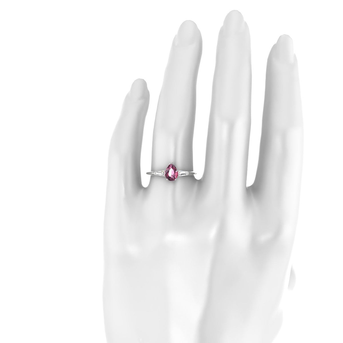 Everlasting | 18k White Gold 7 x 5 mm Pear Rhodolite Ring