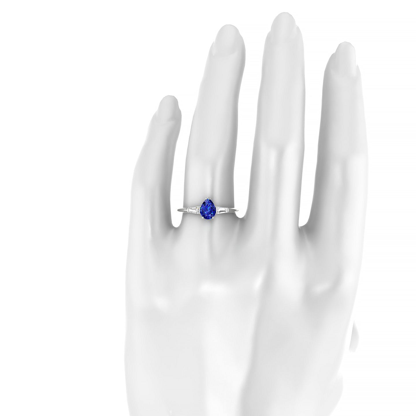 Everlasting | 18k White Gold 7 x 5 mm Pear Sapphire Ring